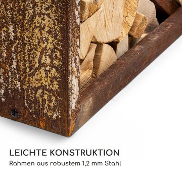 blumfeldt Feuerschale Kindlewood L Rust, (ansehnlich moderner Holzspeicher mit Sitzbank-Funktion)