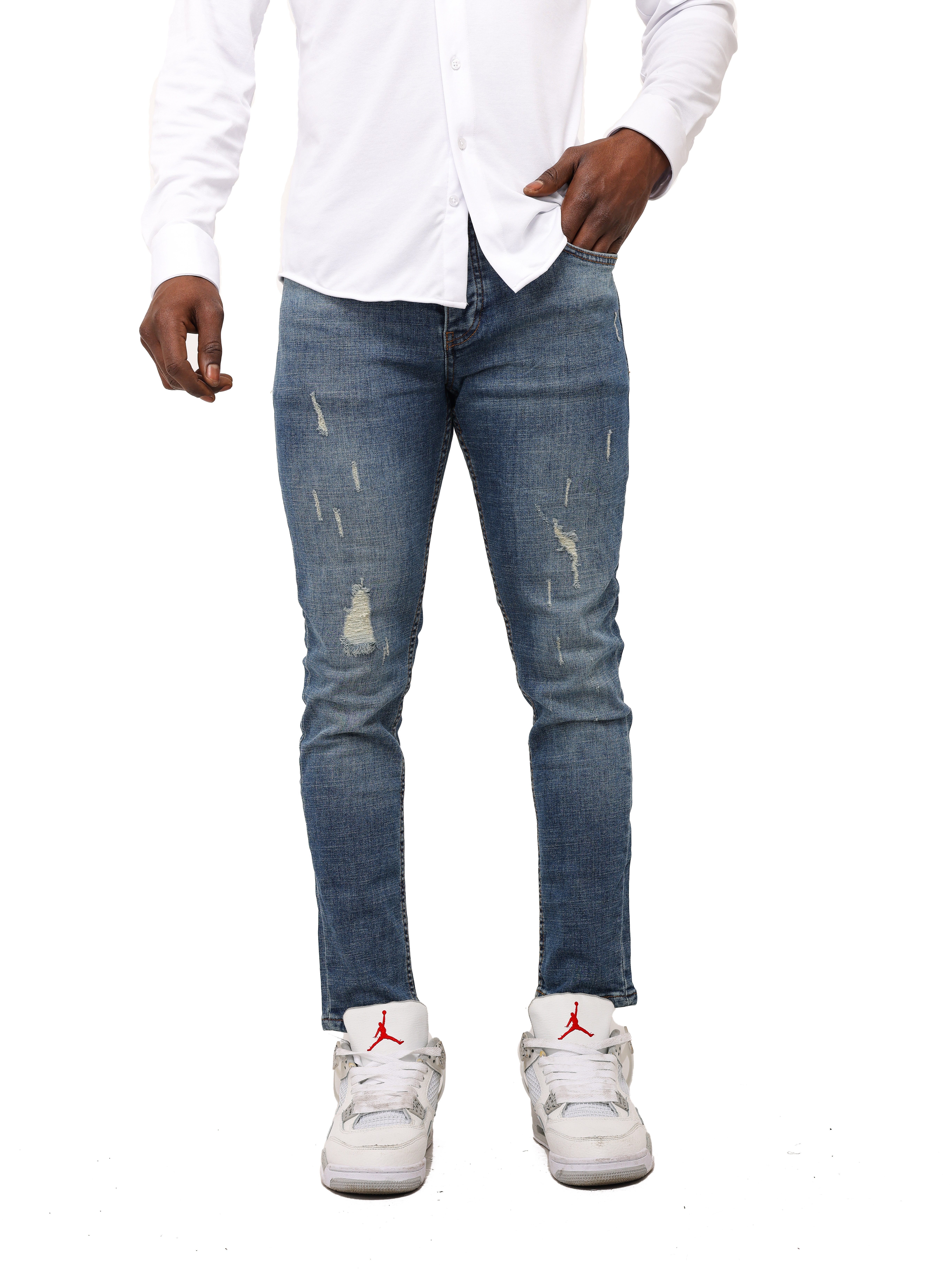 Denim Distriqt Skinny-fit-Jeans Lässige Herren Destroyed günstig online kaufen