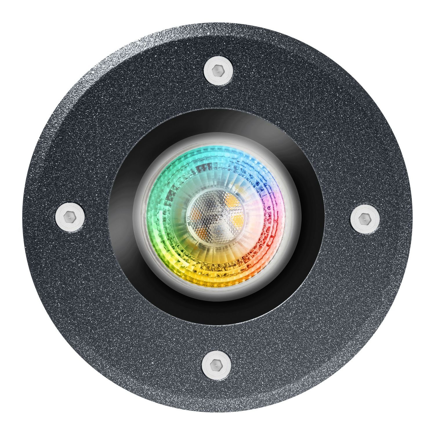 LEDANDO Set Eisenglimmer - Bodeneinbaustrahler LED RGB mit Einbaustrahler grau LED Fernbedienung