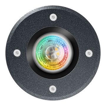 LEDANDO LED Einbaustrahler RGB LED Bodeneinbaustrahler Set mit Fernbedienung - Eisenglimmer grau