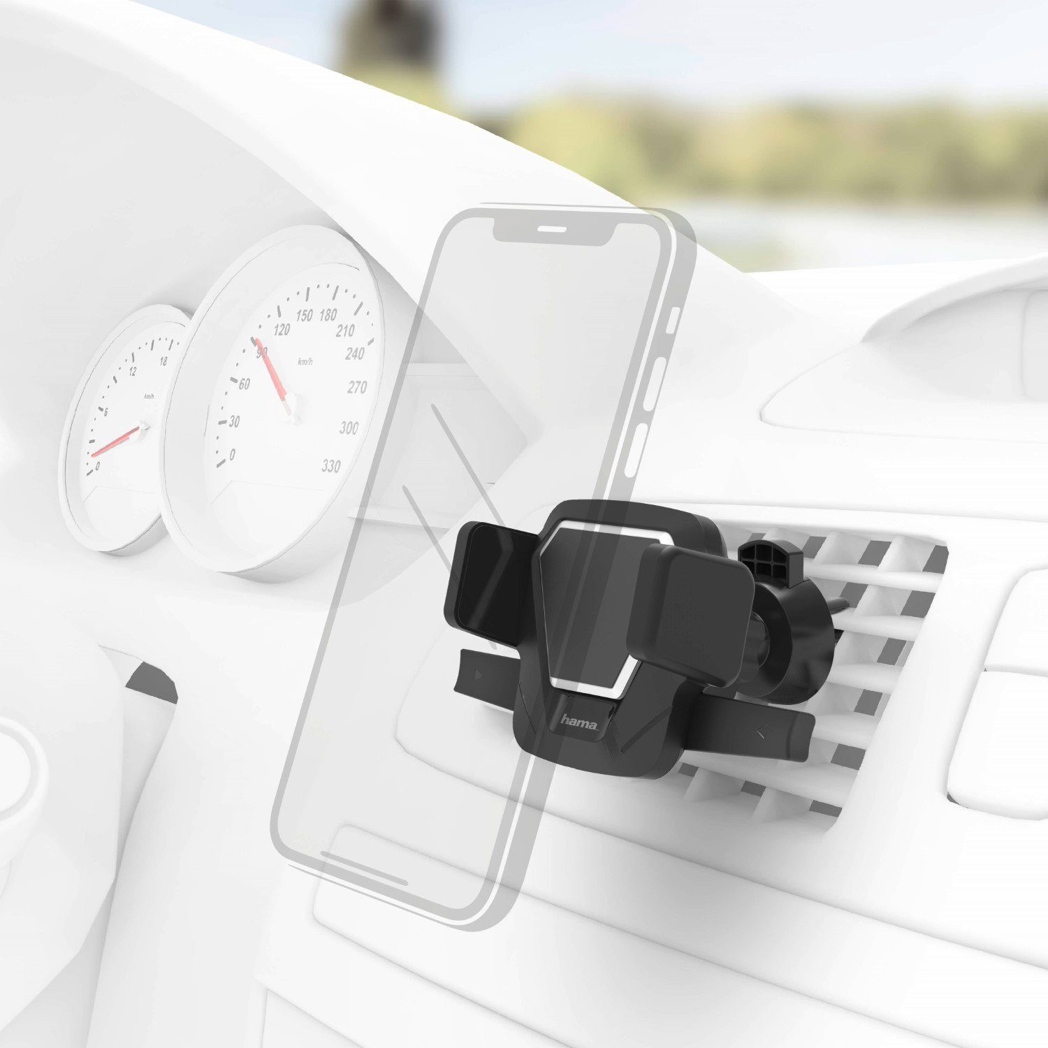 Hama Handy-Halterung Handy-Halterung 360° Auto Navi Lüftung Gitter, (360-Grad Einstellbar KFZ Smartphone Klemm-Halter für Lüftungsgitter)