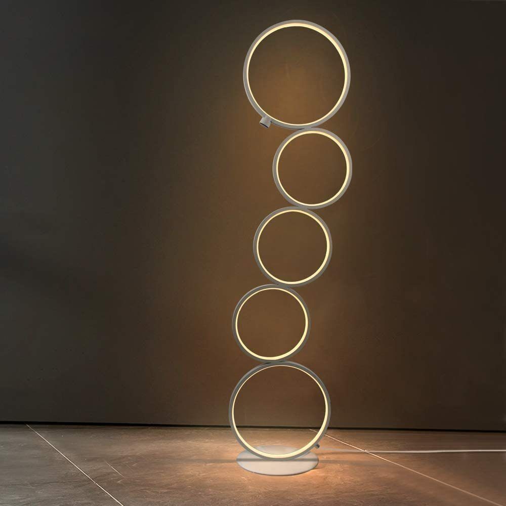 Nettlife LED Stehlampe Standleuchte 5 Birne in Ringform, LED fest integriert, warmweiß, für Schlafzimmer Wohnzimmer Arbeitszimmer