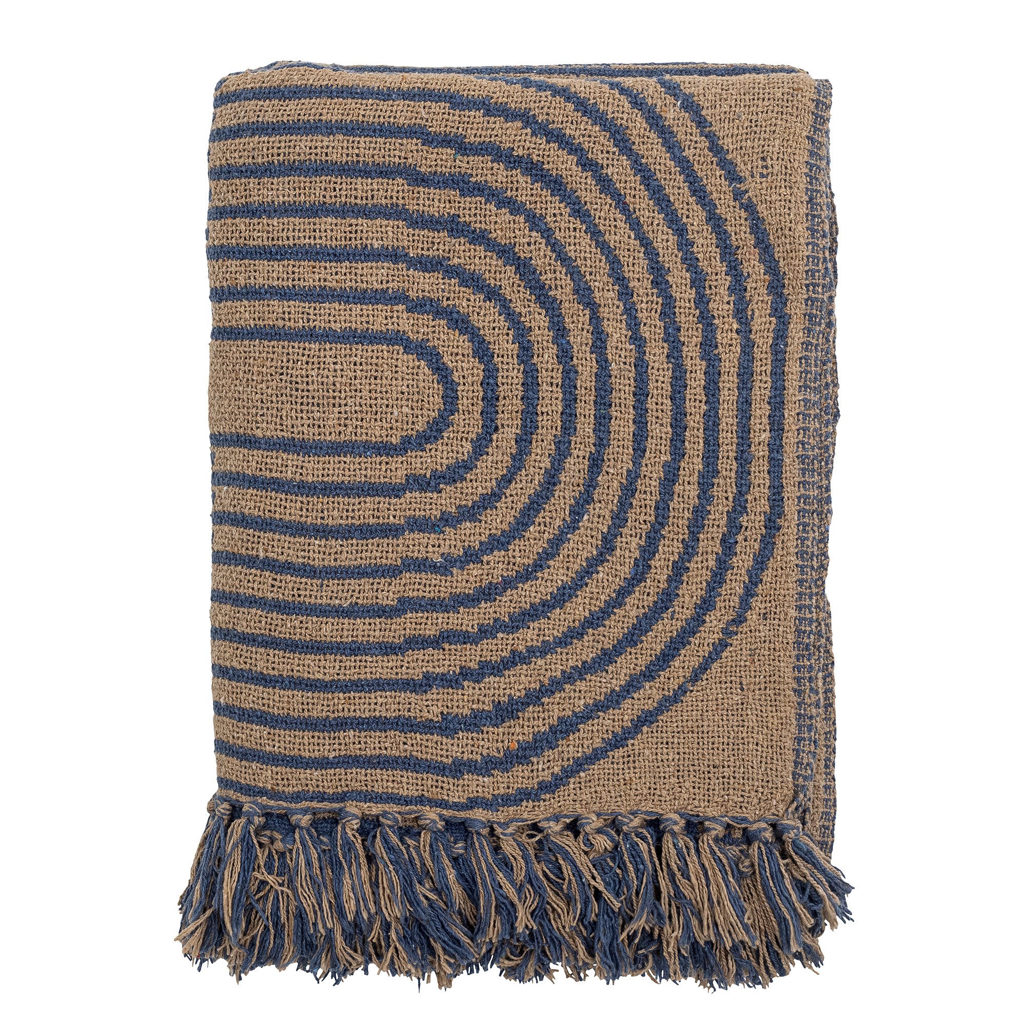 Plaid Bloomingville Decke Tiffanie 160x130cm recycelte Baumwolle Fransen, Bloomingville