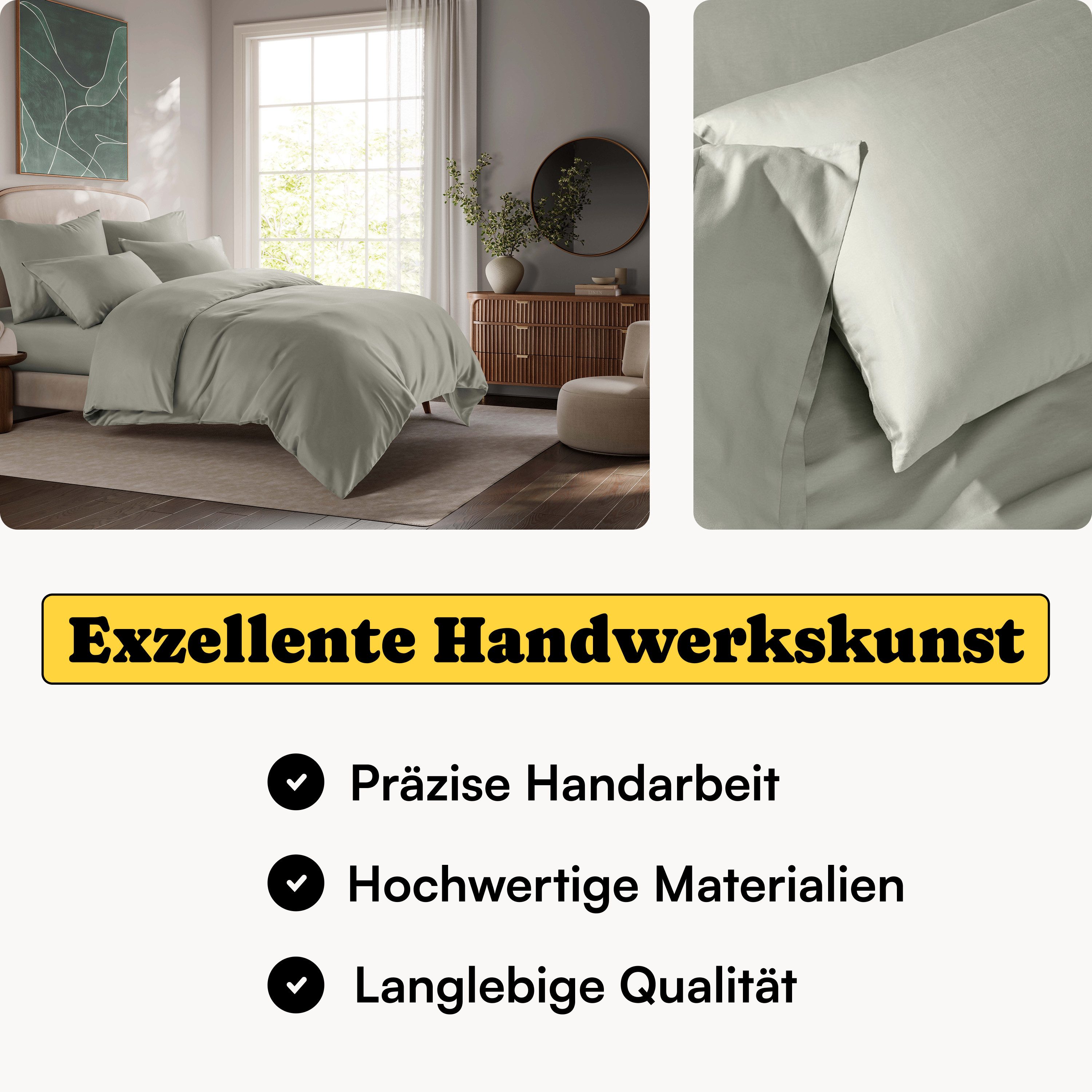 Seralino Spannbettlaken Mako Satin Spannbetttuch (100% Bio Baumwolle), 100% Bio-Baumwolle, Gummizug: rundum, Etiketten zeigen Seiten – schnelles, unkompliziertes Beziehen garantiert., Fairtrade/ GOTS zertifizierte uni Bettlaken, weich