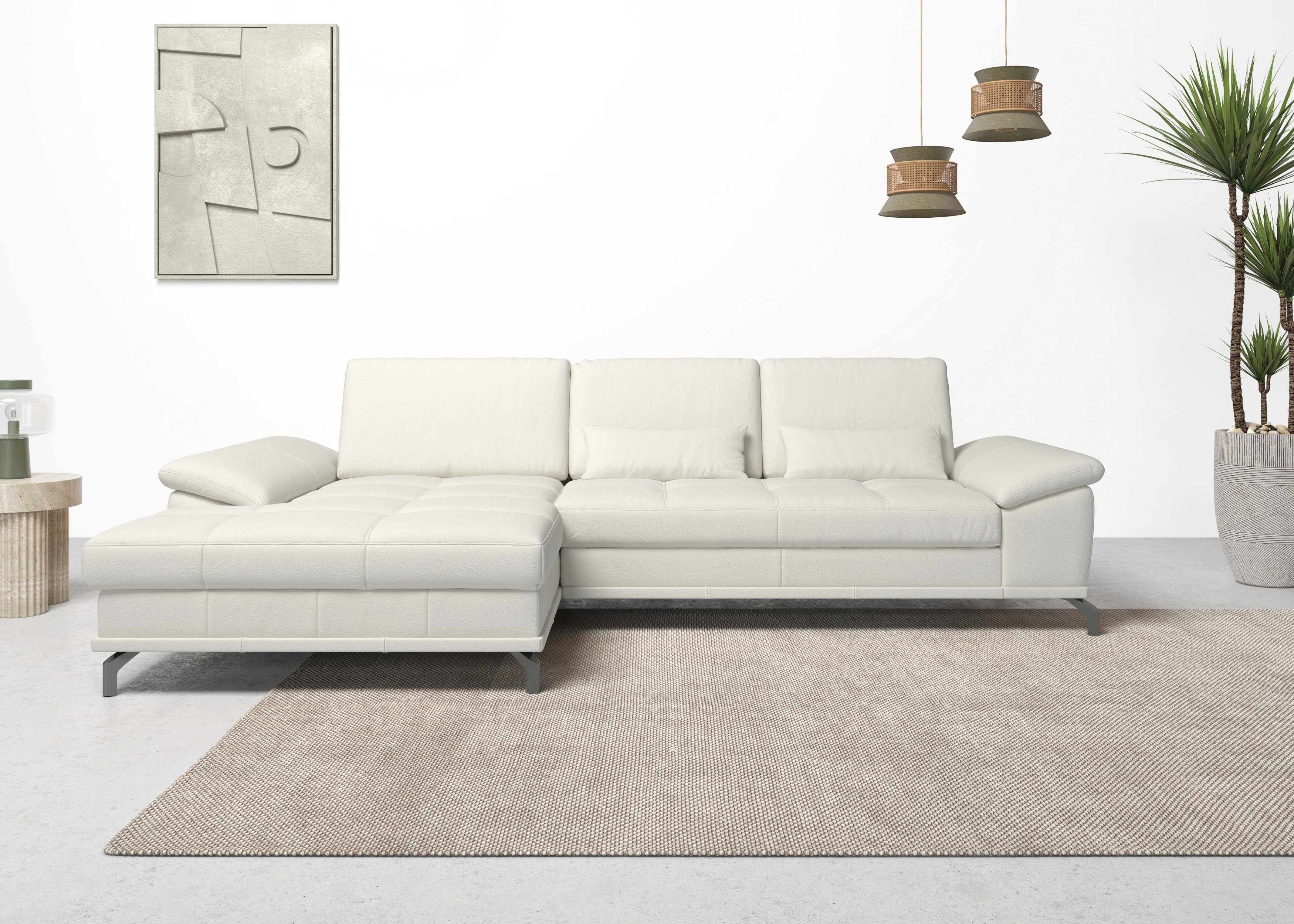 OTTO home Ecksofa Costello L-Form, B: 301 cm mit Sitztiefen-, Armteilverstellung &, 3 Nierenkissen, optional Bettfunktion & Bettkasten