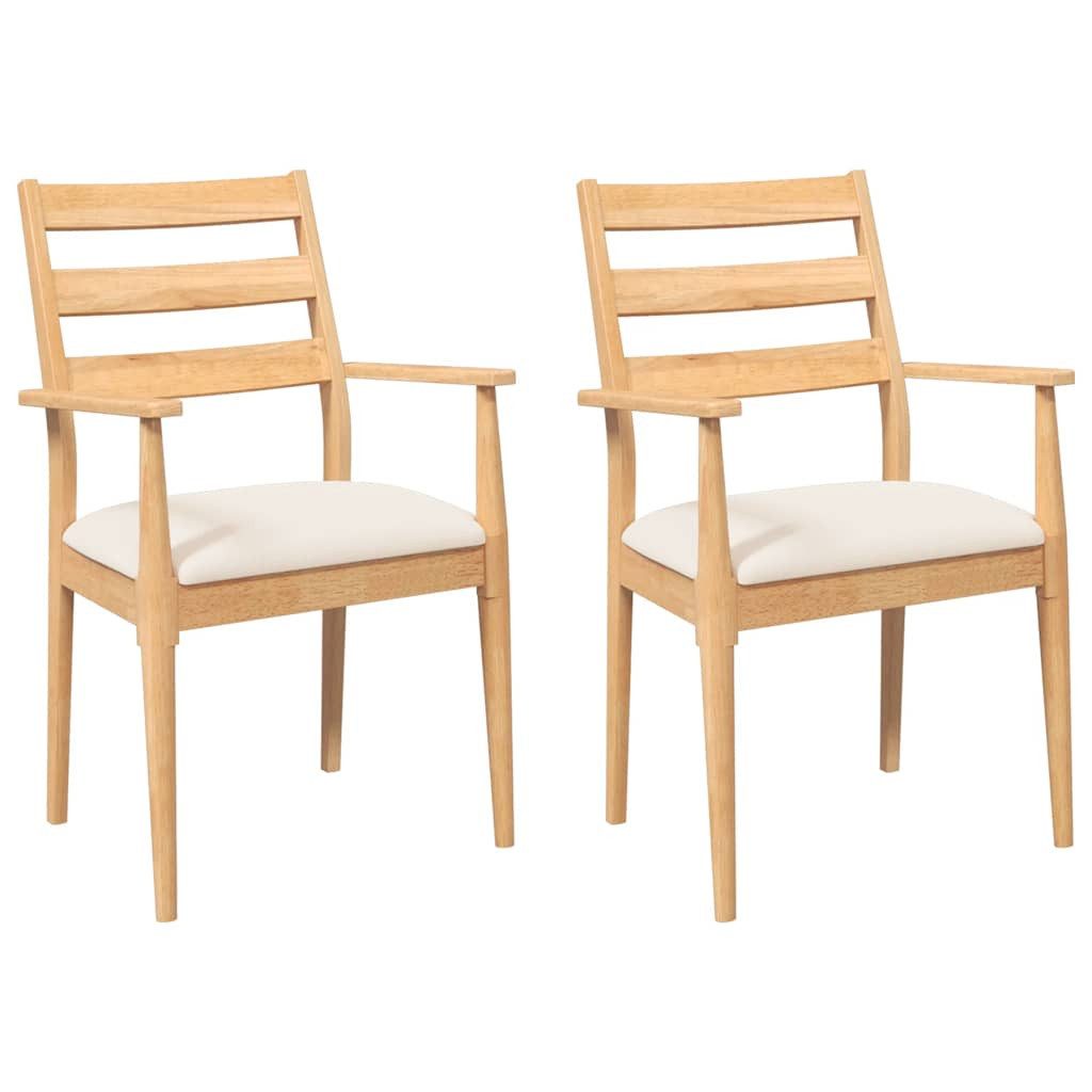 vidaXL Esszimmerstuhl Esszimmerstühle mit Kissen 2 Stk. Massivholz Gummibau günstig online kaufen