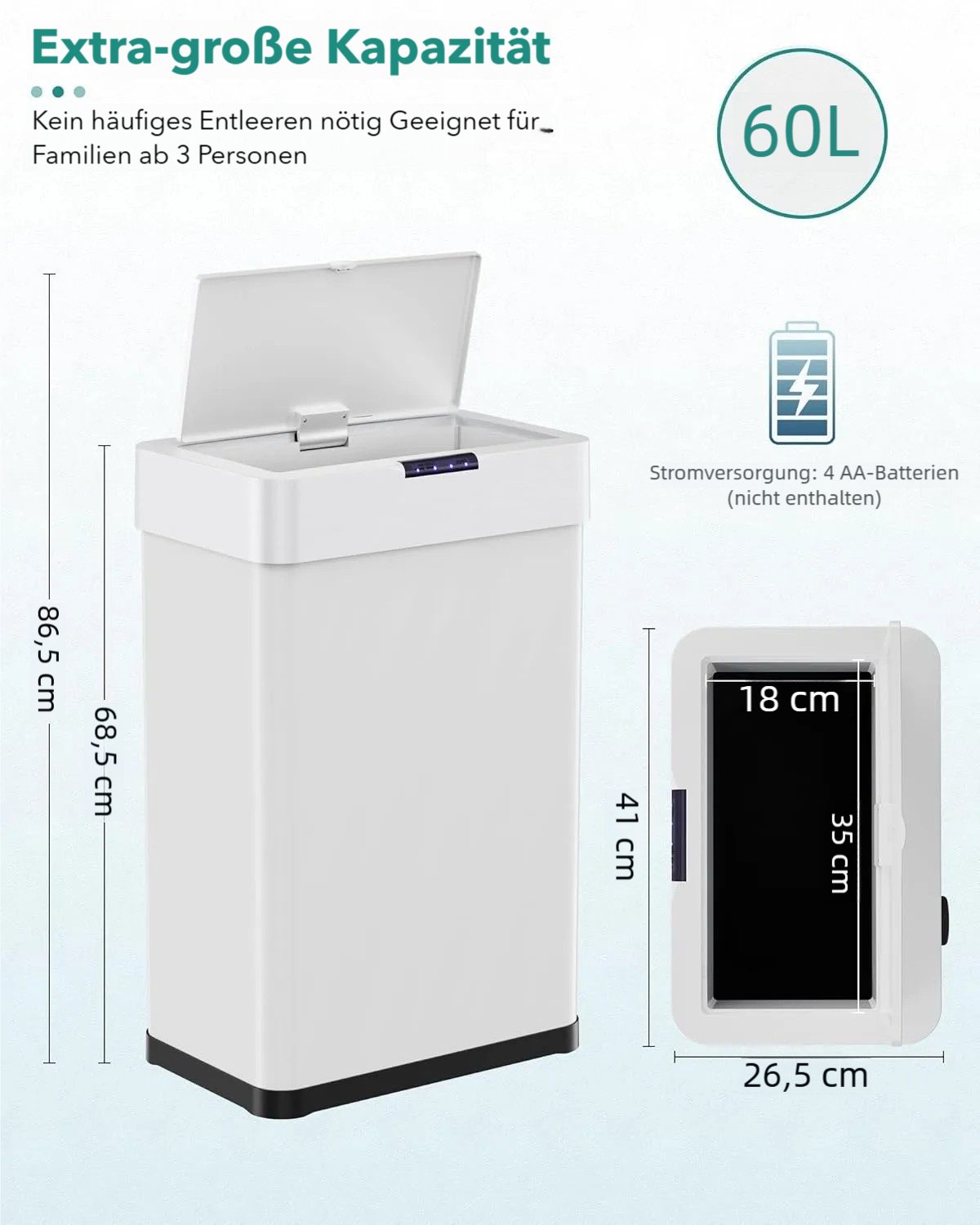 TLGREEN Mülleimer Sensor Mülleimer mit Klemmring für Müllbeutel, Automatisch berührungslos Abfalleimer aus Edelstahl