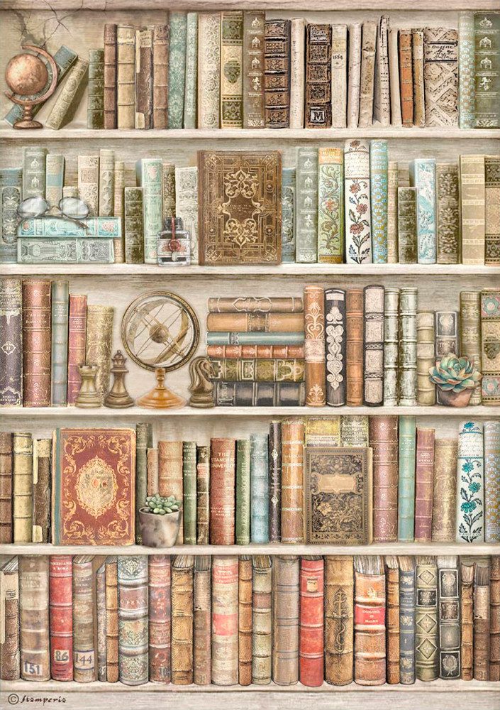 Stamperia Seidenpapier Bücherregal, DIN A4 günstig online kaufen