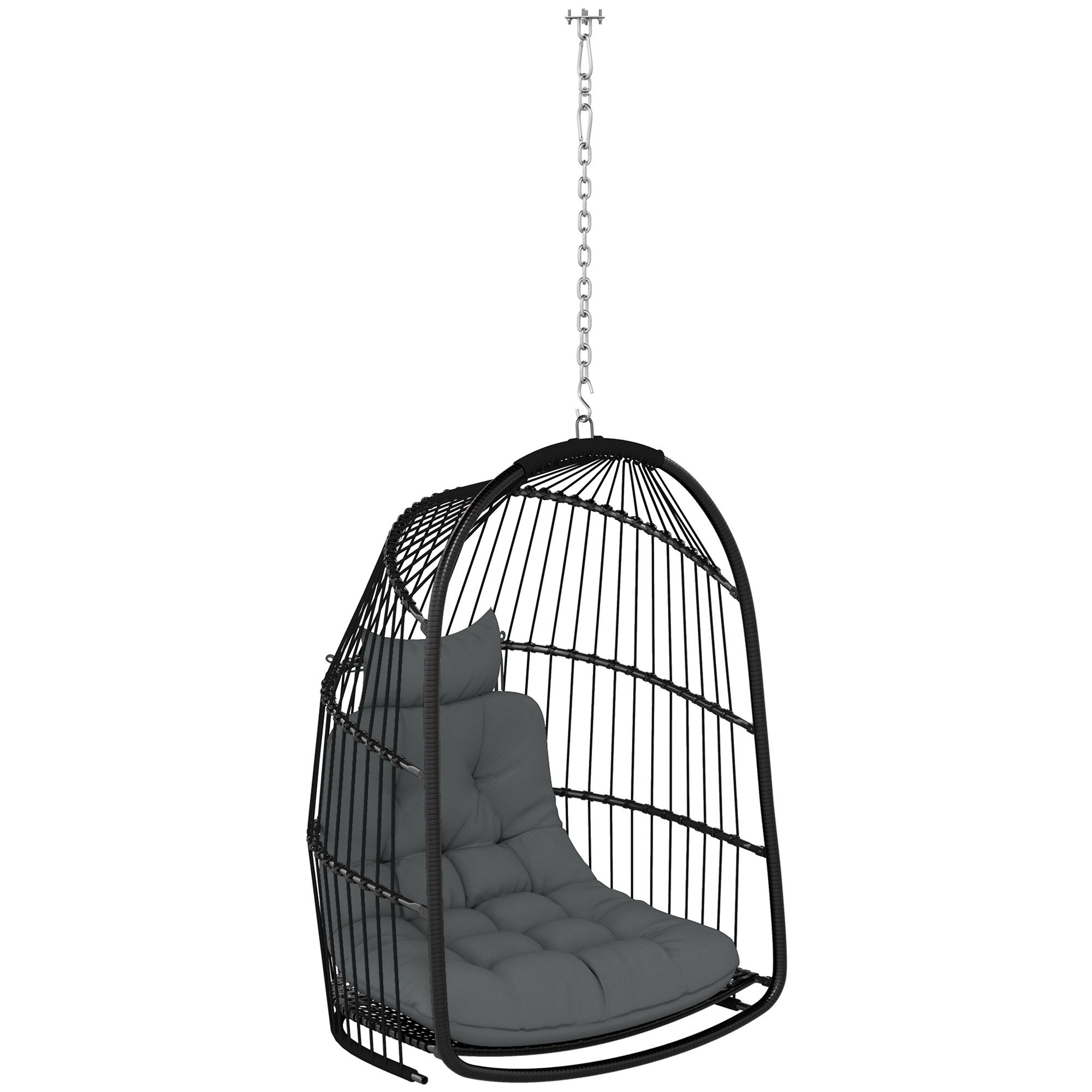 Outsunny Schaukelstuhl mit Kissen, Polyrattan, faltbar,belastbar günstig online kaufen