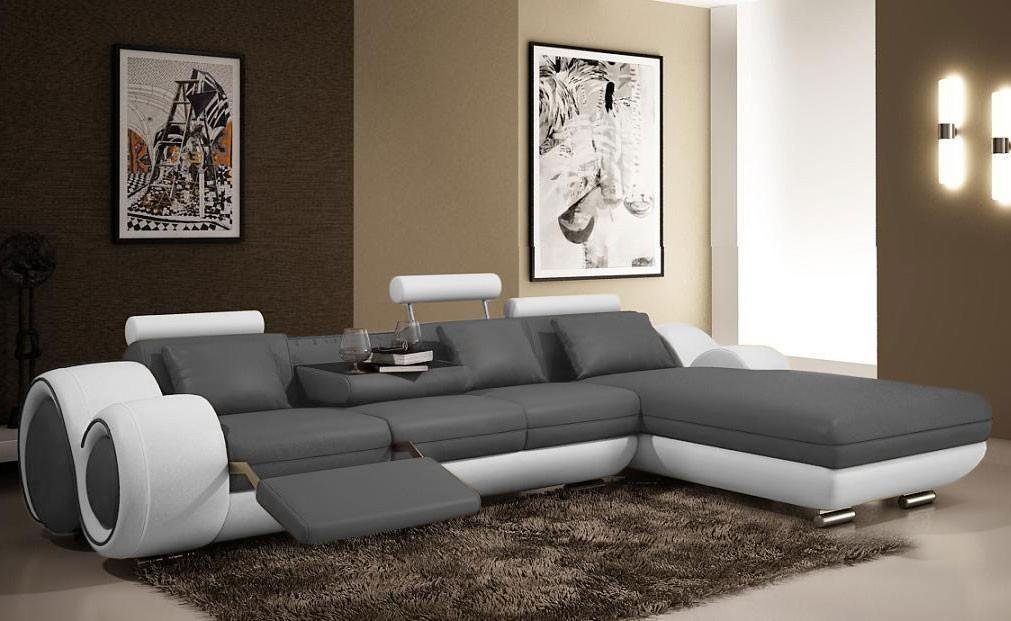 JVmoebel Ecksofa, Gerundete Ecksofa Couch Moderne Sitzpolster Wohnlandschaften L Form Grau