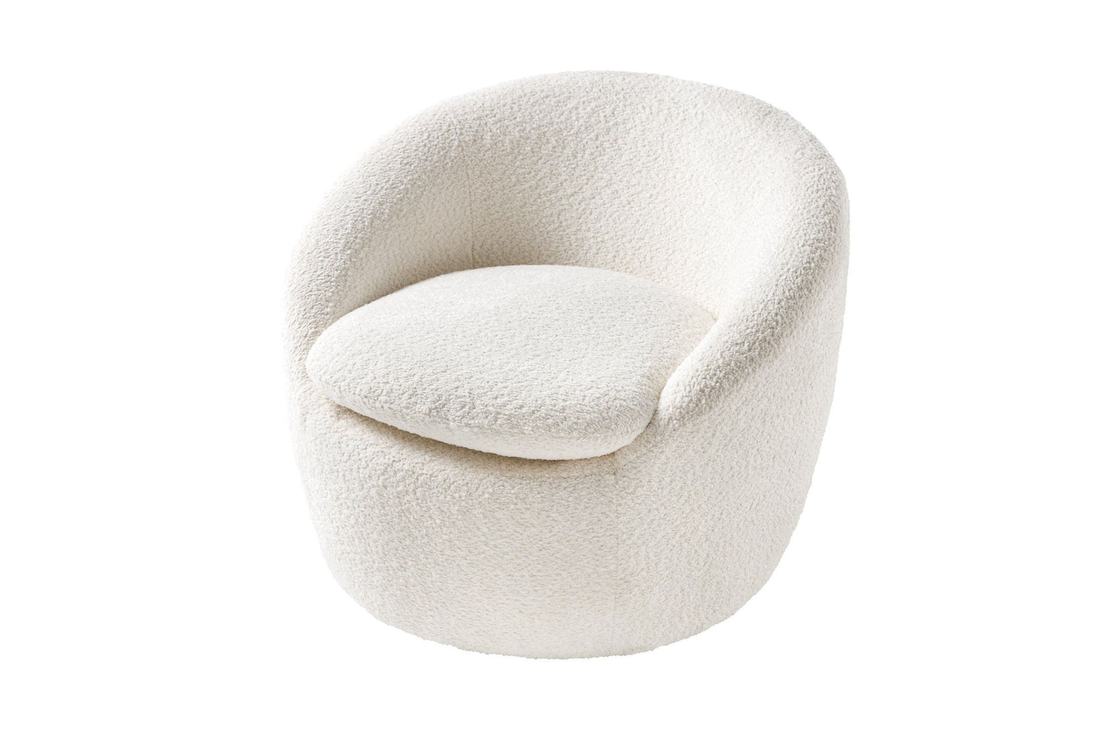 Licht-Erlebnisse Sessel DANUBE, Drehsessel Bouclé Weiß B: 76 cm Teddy Stoff drehbar Sessel DANUBE