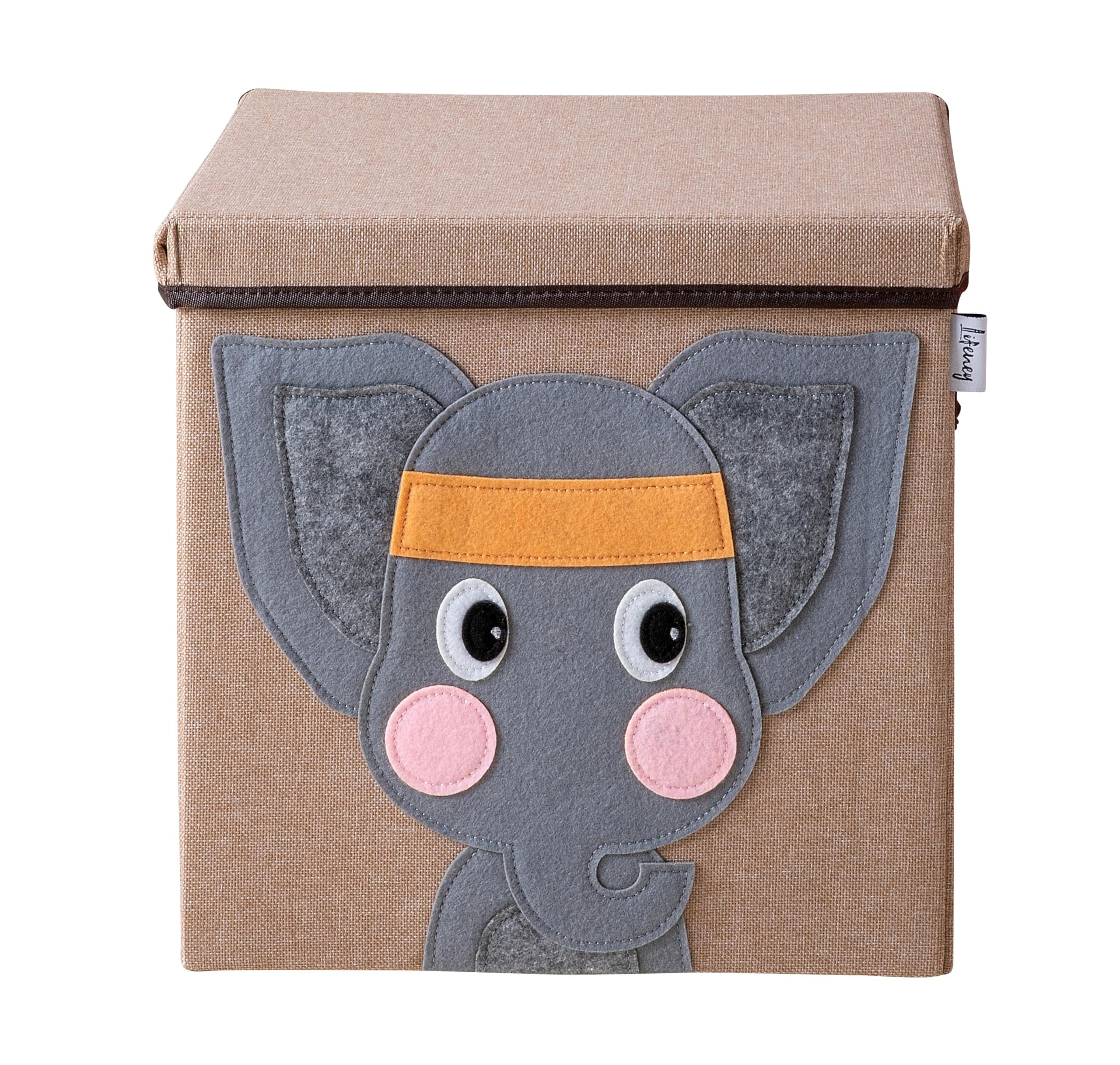 Lifeney Aufbewahrungsbox Aufbewahrungsbox mit Deckel und Elefant für Würfelregale, Spielzeugbox mit Tiermotiv, Ordnungsbox für das Kinderzimmer