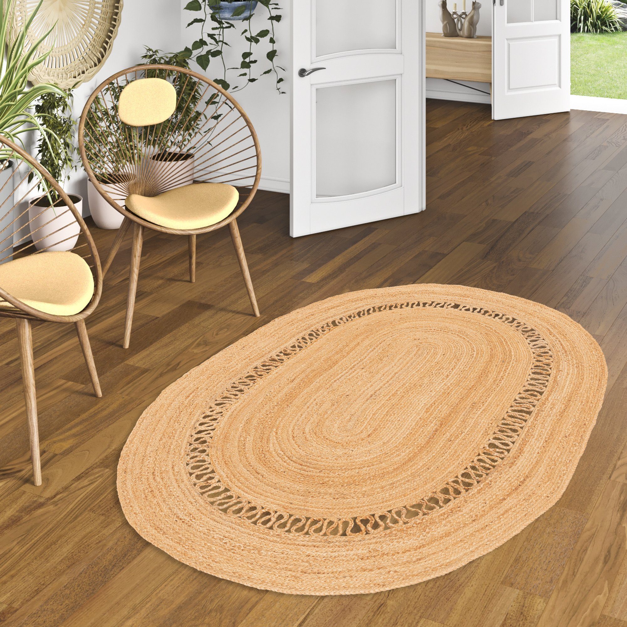 Sisalteppich Naturfaser Teppich Jute Salsa Modern, Pergamon, Oval, Höhe: 9 mm