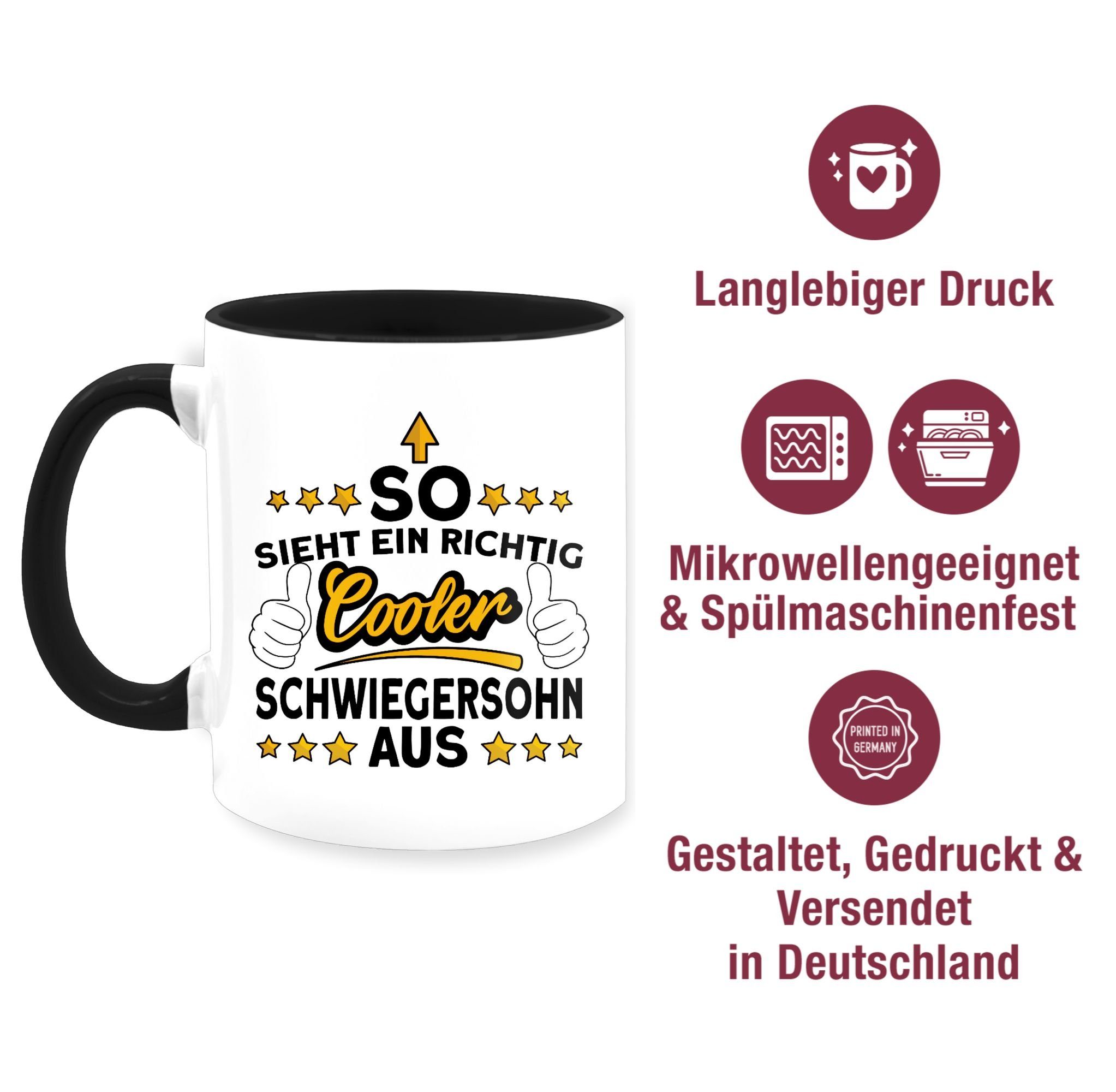 Tasse aus Schwiegersohn Schwarz Shirtracer Geschenk, Sprüche cooler sieht Keramik, So Statement richtig - ein 1 Schwiegersohn