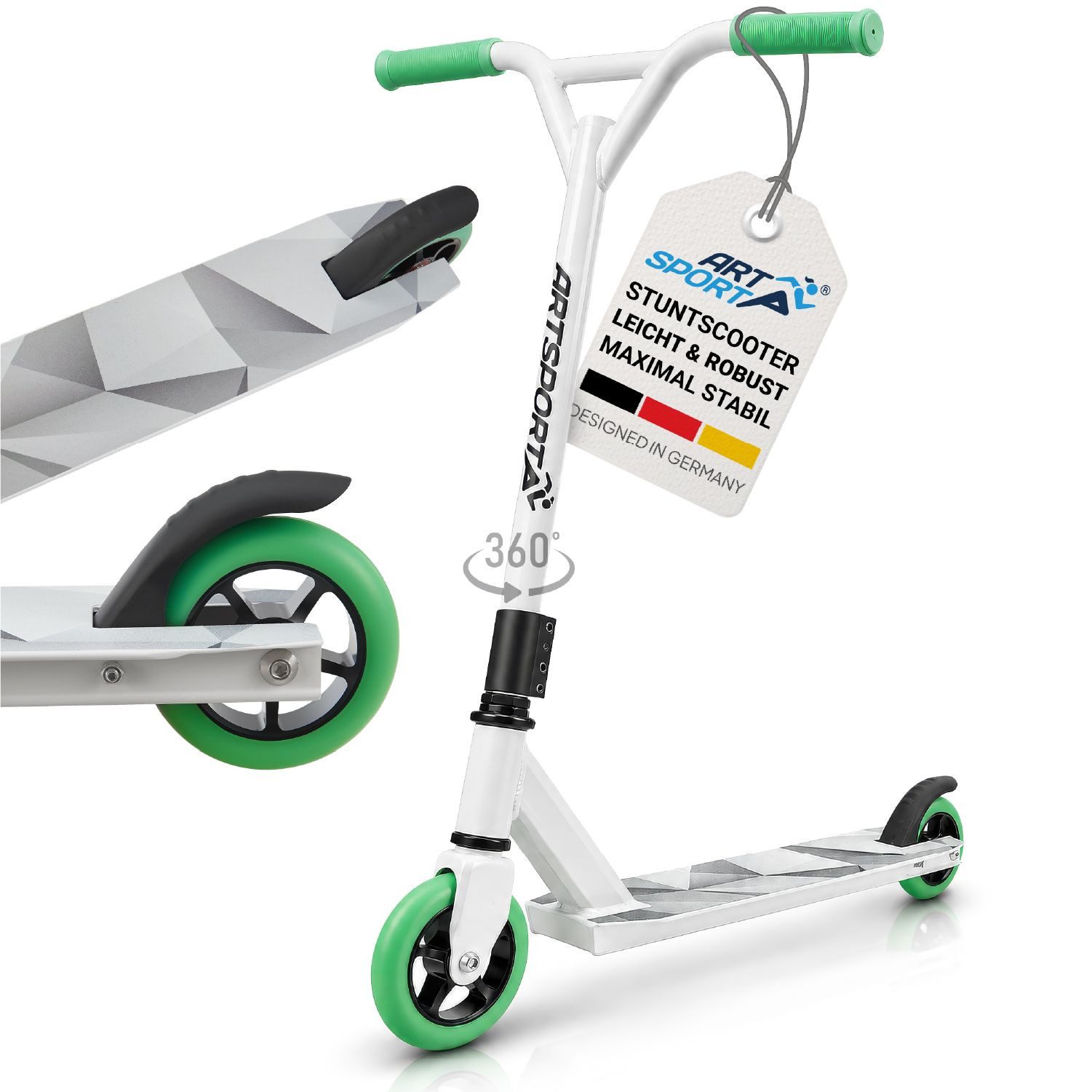 ArtSport Stuntscooter Futuristic, Alu Core, 360°-Lenker mit TPR-Grips, stabil und leicht
