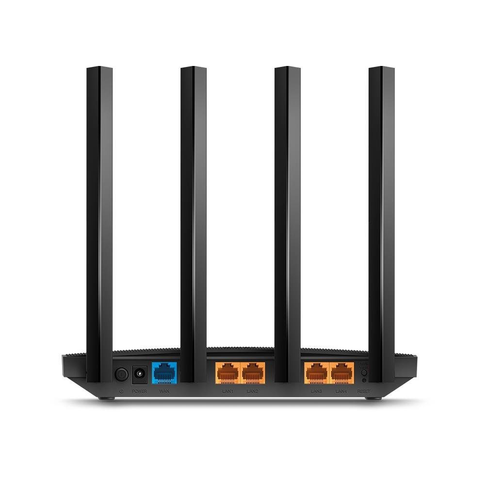 tp-link ARCHER C6 WLAN-Router, Dualband Gigabit, 4x LAN-Port, MU-MIMO IPTV WPA3, 4x externe Antennen schwarz