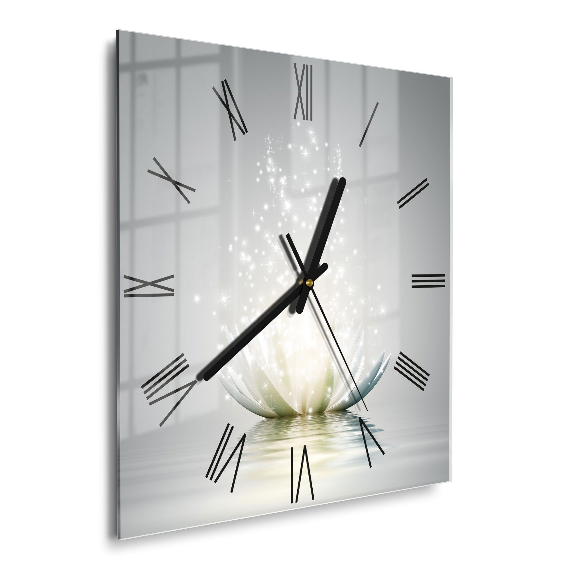 DEQORI Wanduhr 'Funkelnde Lotusblüte' (Glas Glasuhr günstig online kaufen
