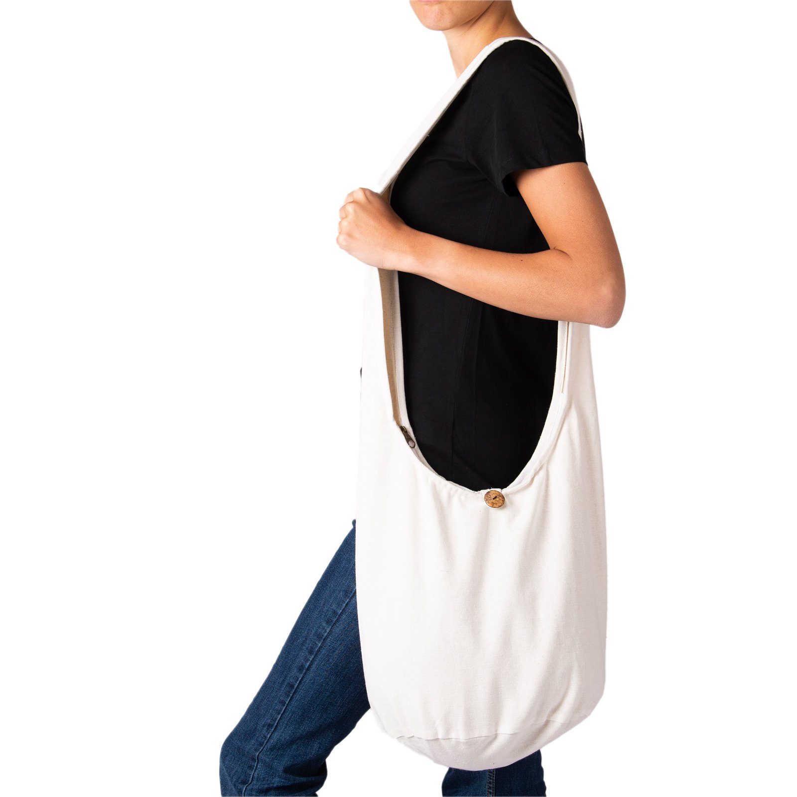 oder einfarbig Schultertasche als Schulterbeutel PANASIAM 2 Beuteltasche Größen, aus weiß Umhängetasche Wickeltasche auch Baumwolle Strandtasche Handtasche in 100%