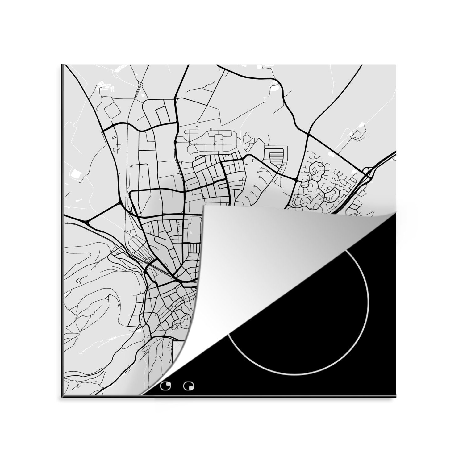 MuchoWow Herdblende-/Abdeckplatte Karte - Deutschland - Goslar - Karte - Stadtplan, Vinyl, (1 tlg), 78x78 cm, Ceranfeldabdeckung, Arbeitsplatte für küche