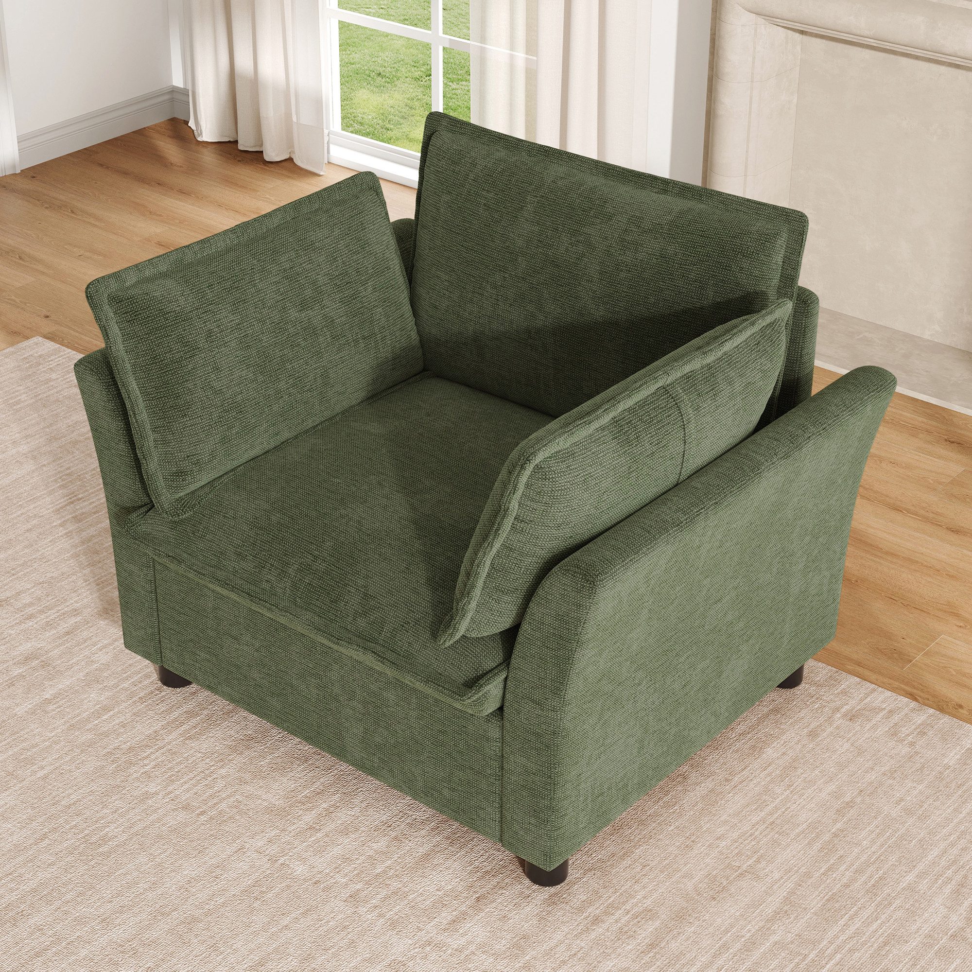Merax Sessel moderner Relaxsessel aus Chenille (90×81×87 cm, 1-St), Einzel-Sessel mit Armlehnen & Kissen, Lounge- & Lesesessel
