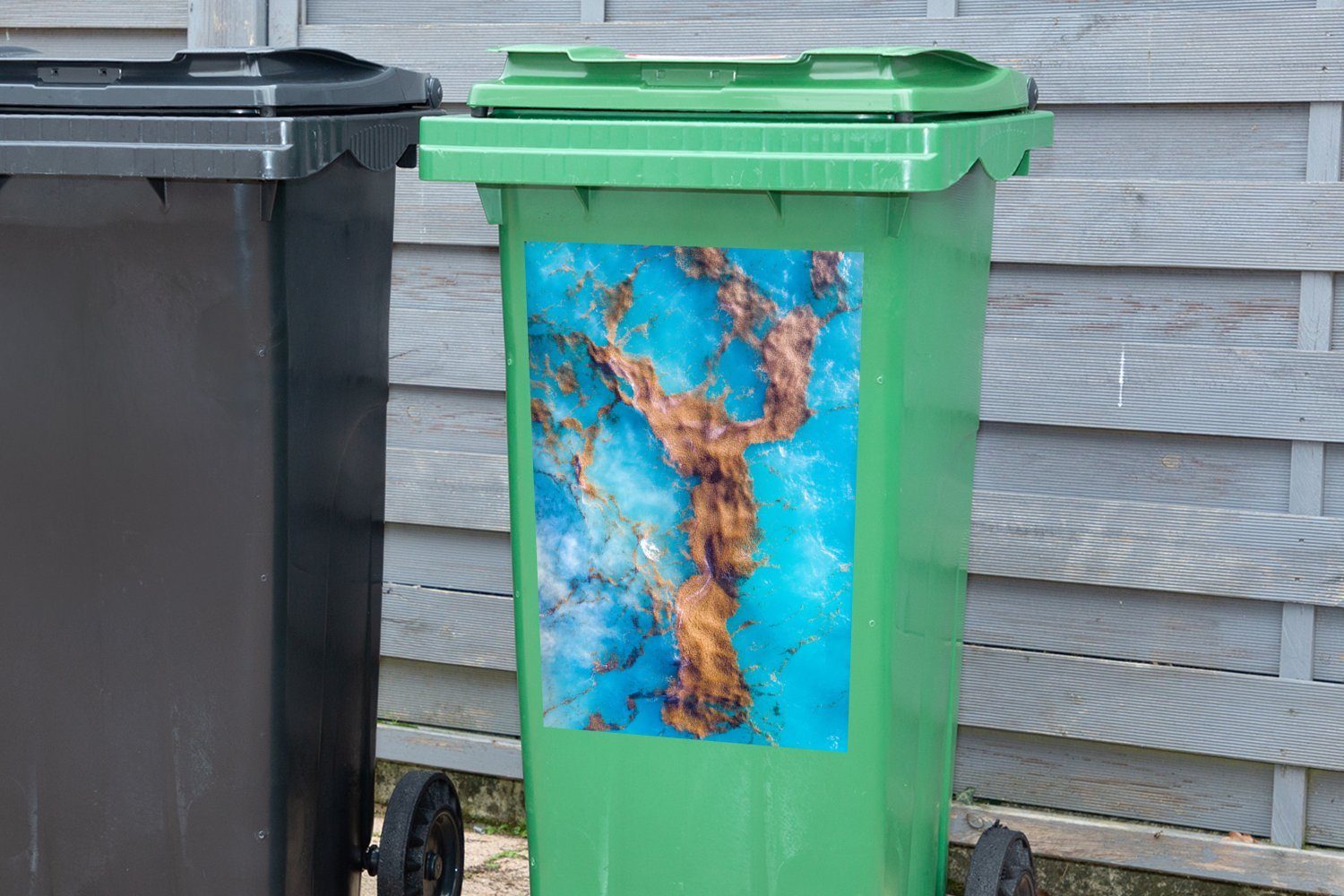 MuchoWow Wandsticker Seegras - Wasser - Sticker, St), Mülltonne, Blau Abfalbehälter Mülleimer-aufkleber, (1 Container