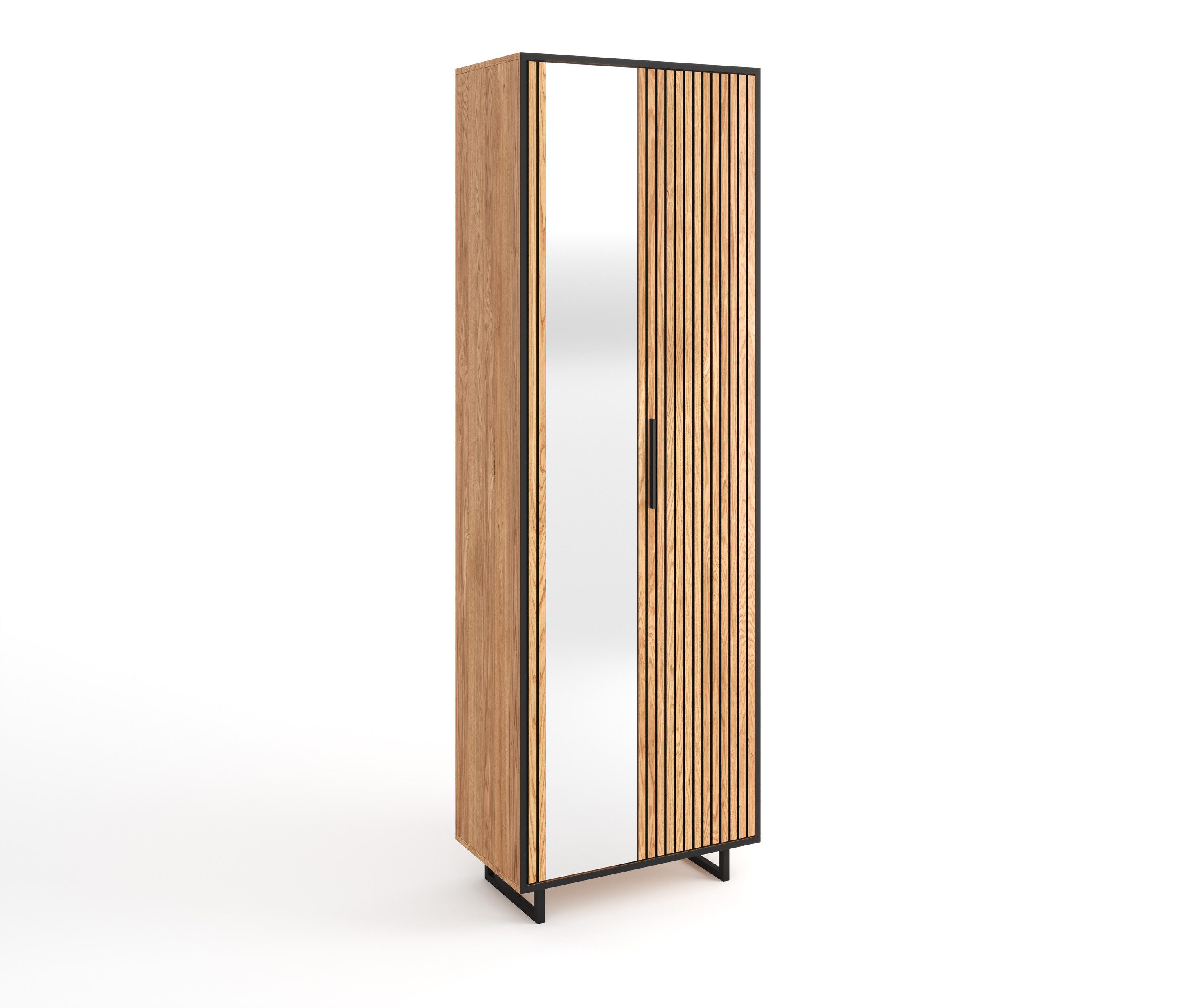 ELFO Garderobenschrank in Eiche / schwarz - 70x197x40 (BxHxT)