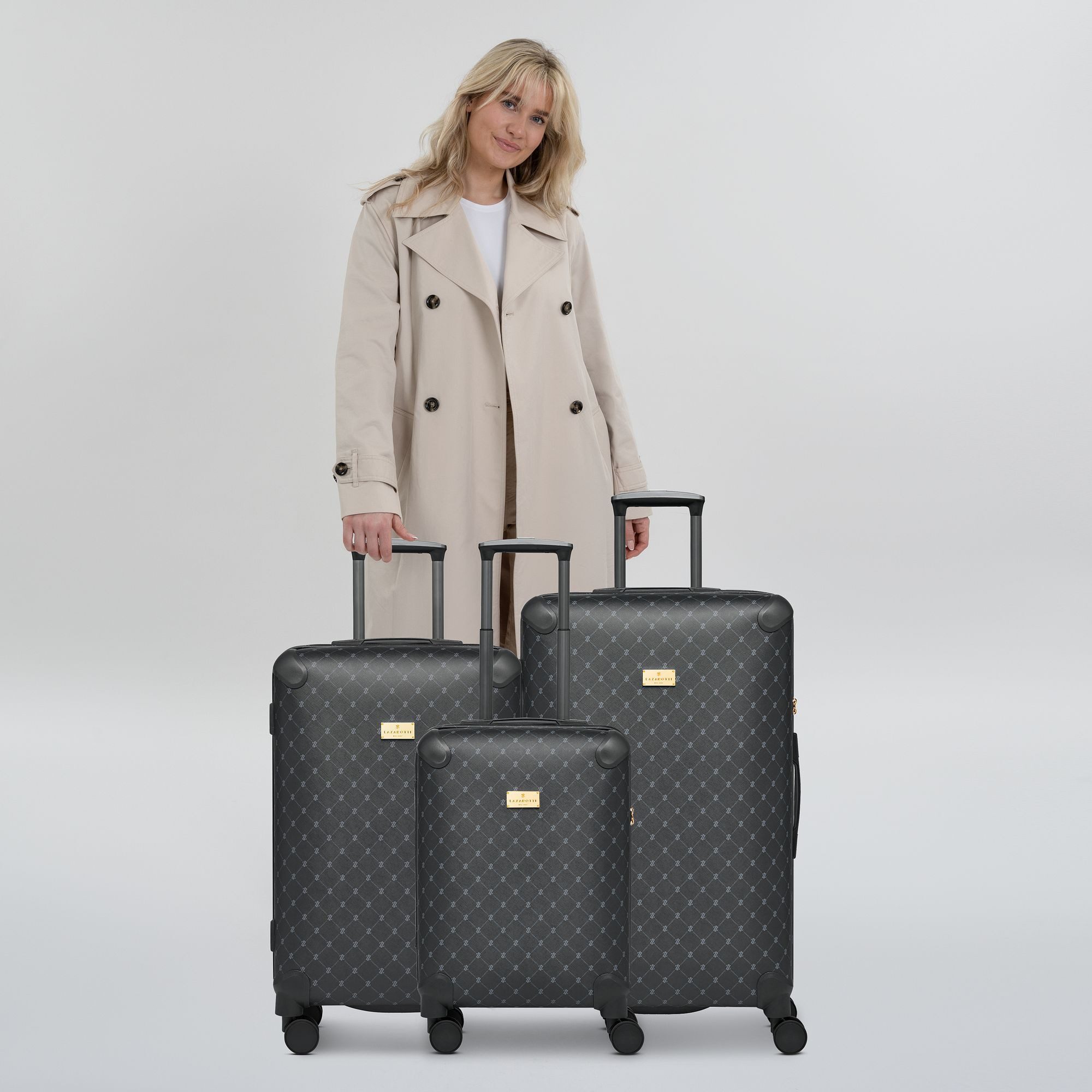 Lazarotti Trolleyset Palermo, 4 Rollen, (3-teilig, 3 tlg), Polypropylen, PVC