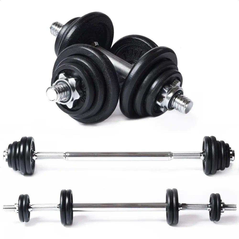 Sport-Knight® Langhantel Langhantelset 3-in-1, 20 kg, multifunktional einsetzbar, (3-in-1 Hantelset)