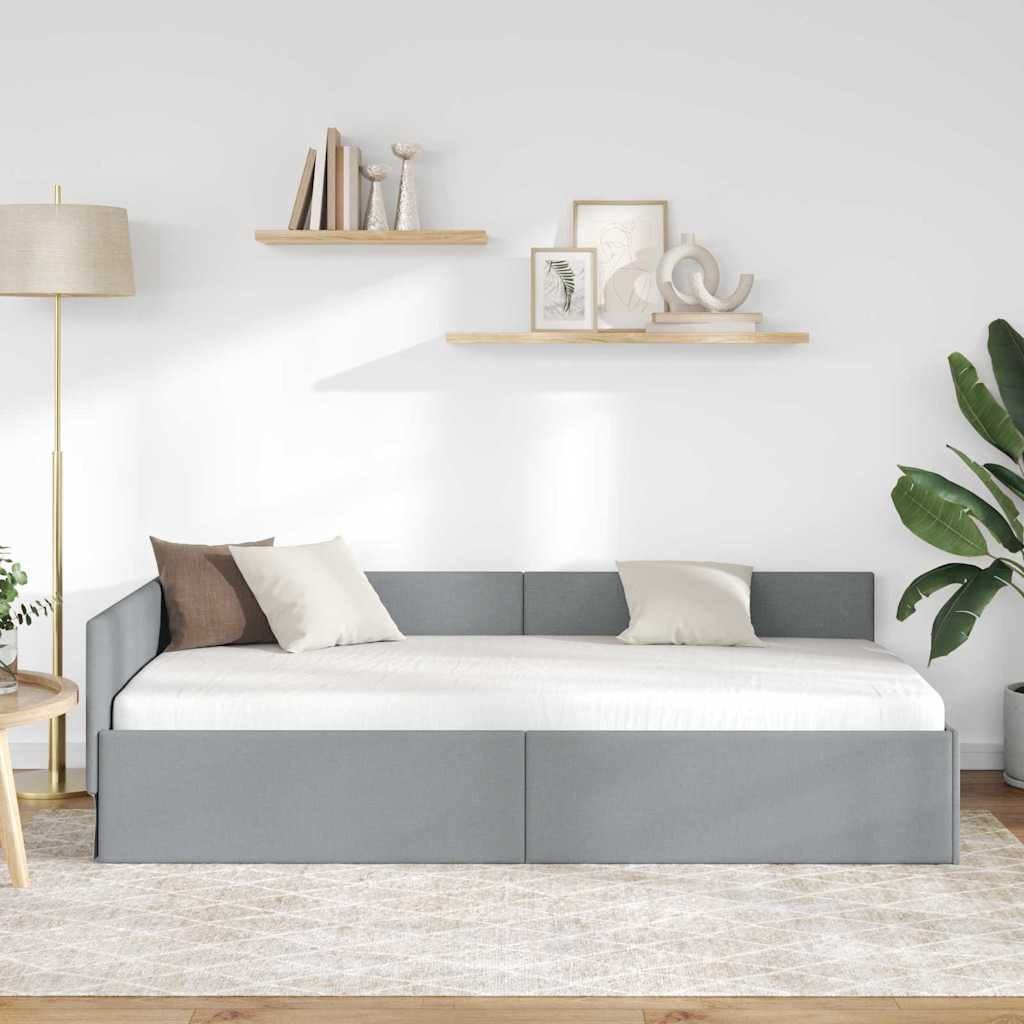 vidaXL Bett Eckbettgestell mit Kopfteil Hellgrau 90 cm x 190 cm Samt (1-tlg günstig online kaufen