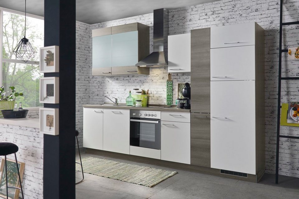 Express Küchen Küchenzeile Trea, vormontiert, mit Vollauszug und  Soft-Close-Funktion, Breite 310 cm, Made in Germany