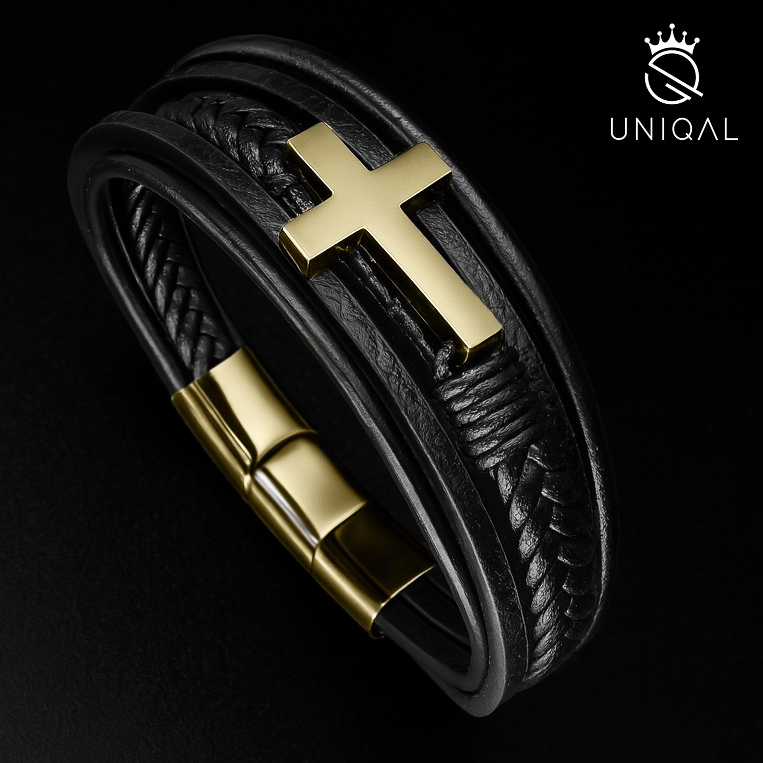 UNIQAL.de Lederarmband HEAVEN – Kreuzarmband aus Edelstahl, Symbol für Glau günstig online kaufen