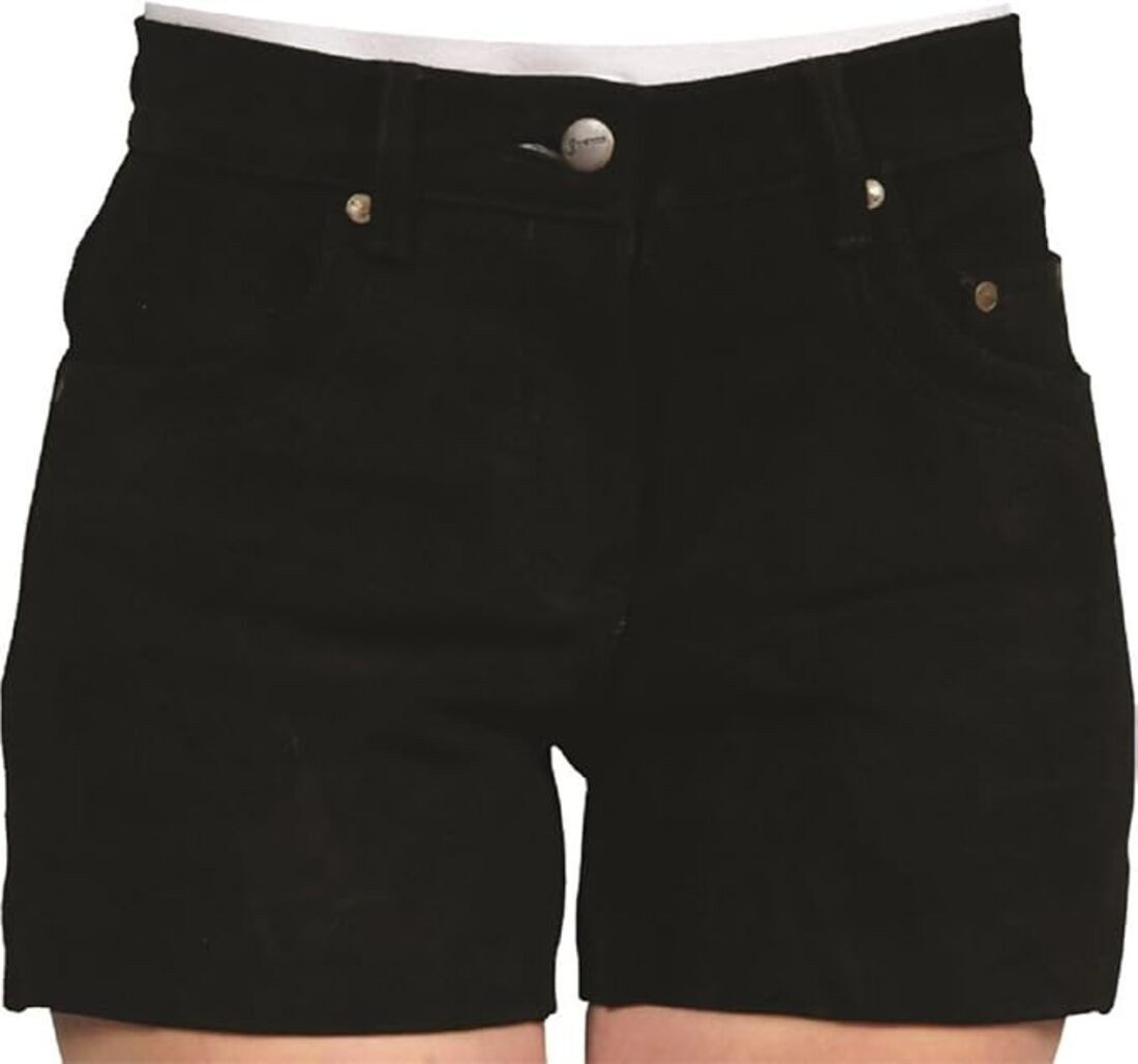 Fuente Leather Wears Lederhose Damen Lederhose kurz, Trachtenlederhose, 5 Pocket, Braun Schwarz