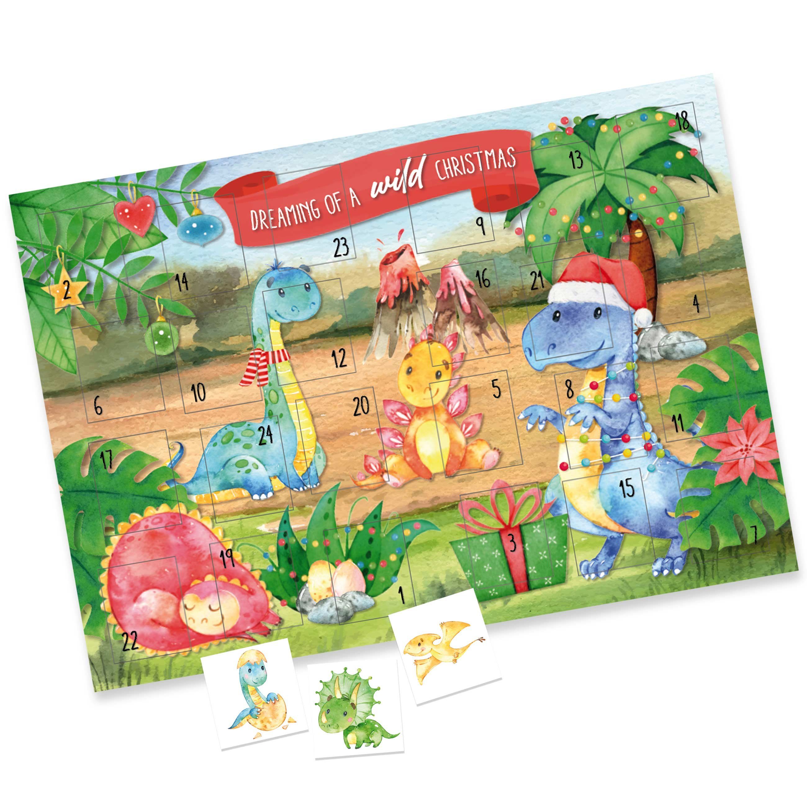 PAPIERDRACHEN Adventskalender Tattoo-Adventskalender (Adventskalender mit 24 Tattoos - kindgerechte Designs - erhältlich in vier verschiedenen Designs)