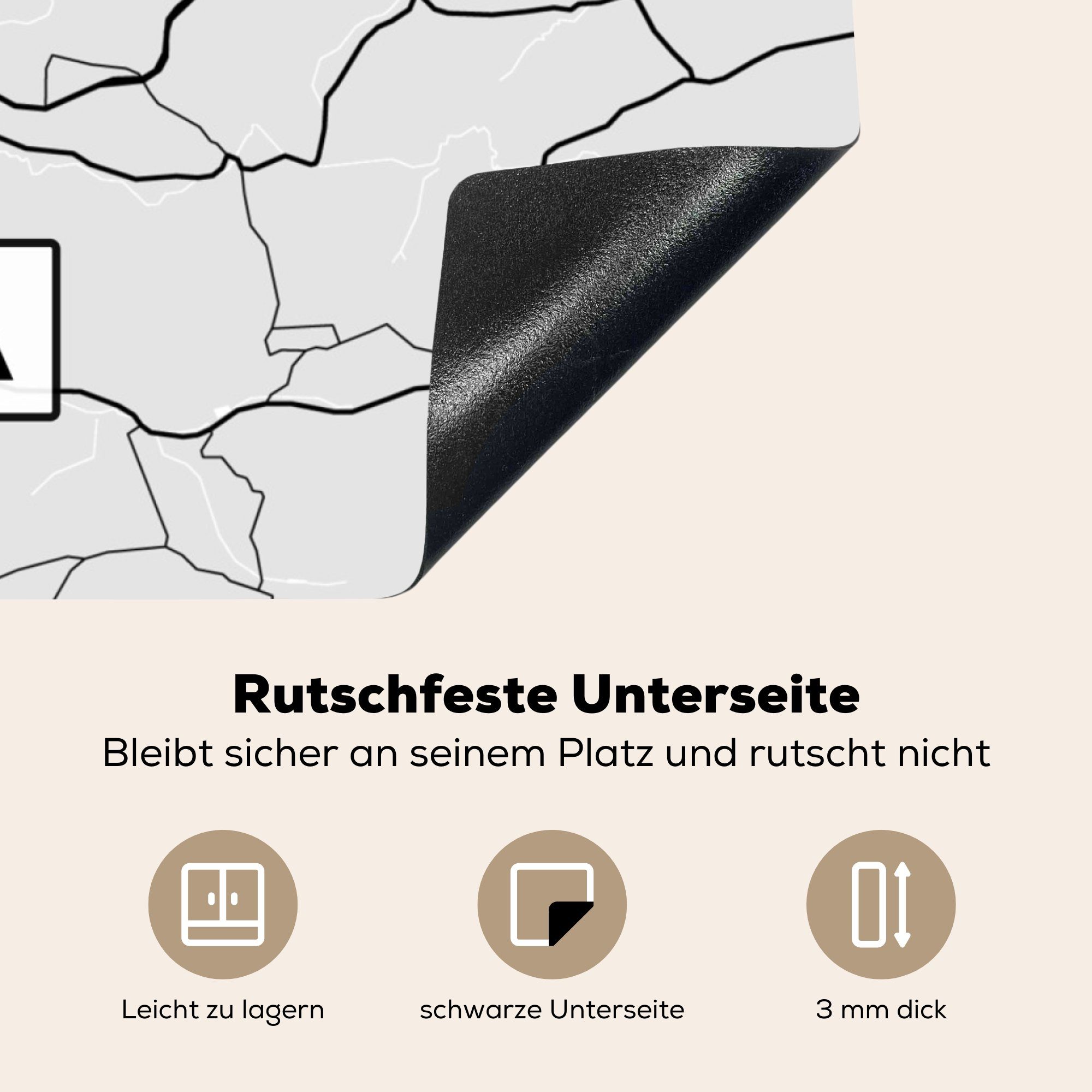 MuchoWow (1 Karte - Arbeitsplatte Deutschland küche - Gera tlg), cm, 78x78 Stadtplan, Herdblende-/Abdeckplatte für Vinyl, - Ceranfeldabdeckung,