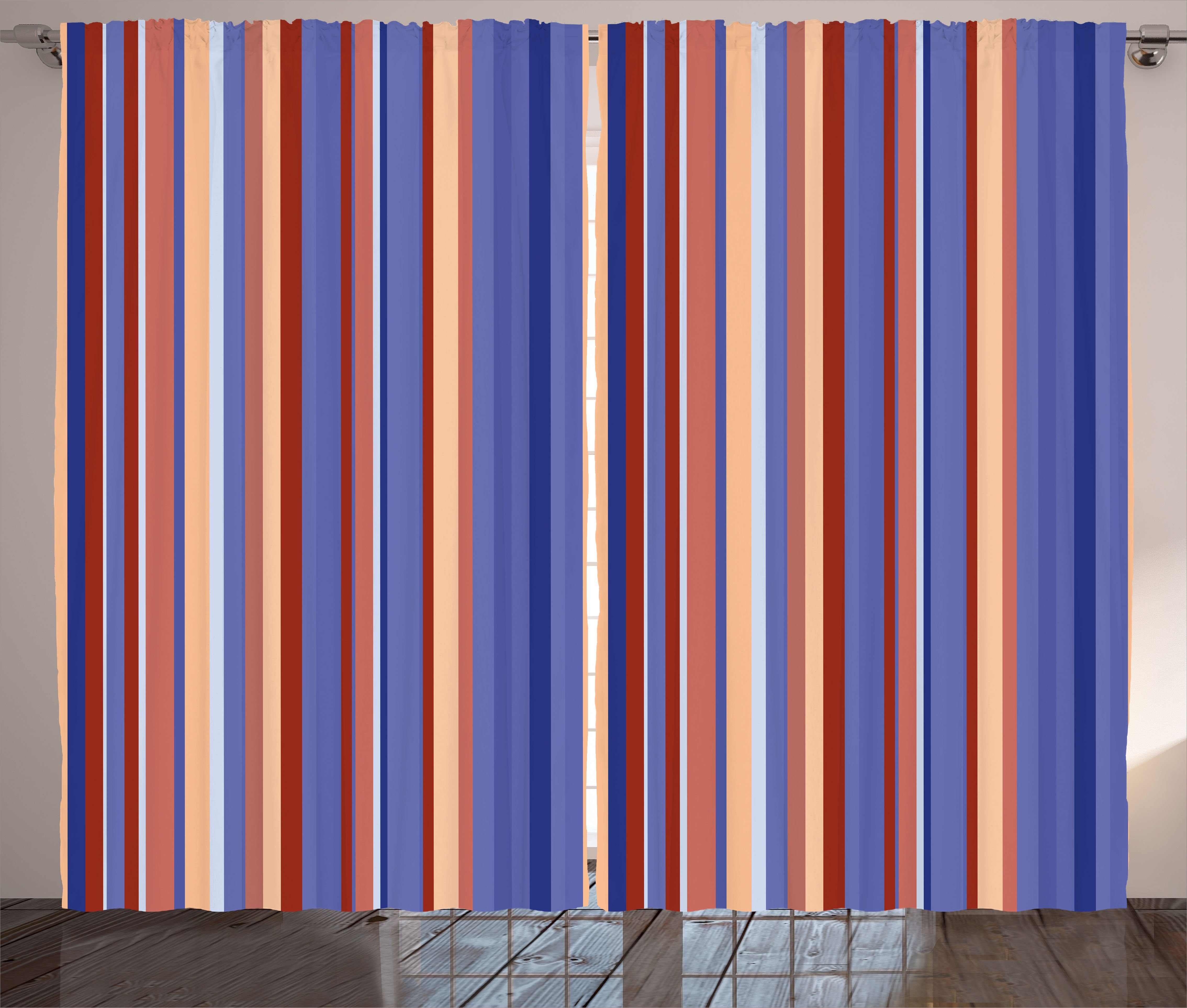 Gardine Schlafzimmer Kräuselband Vorhang mit Schlaufen und Haken, Abakuhaus, Abstrakt Gradient Farbe Stripes