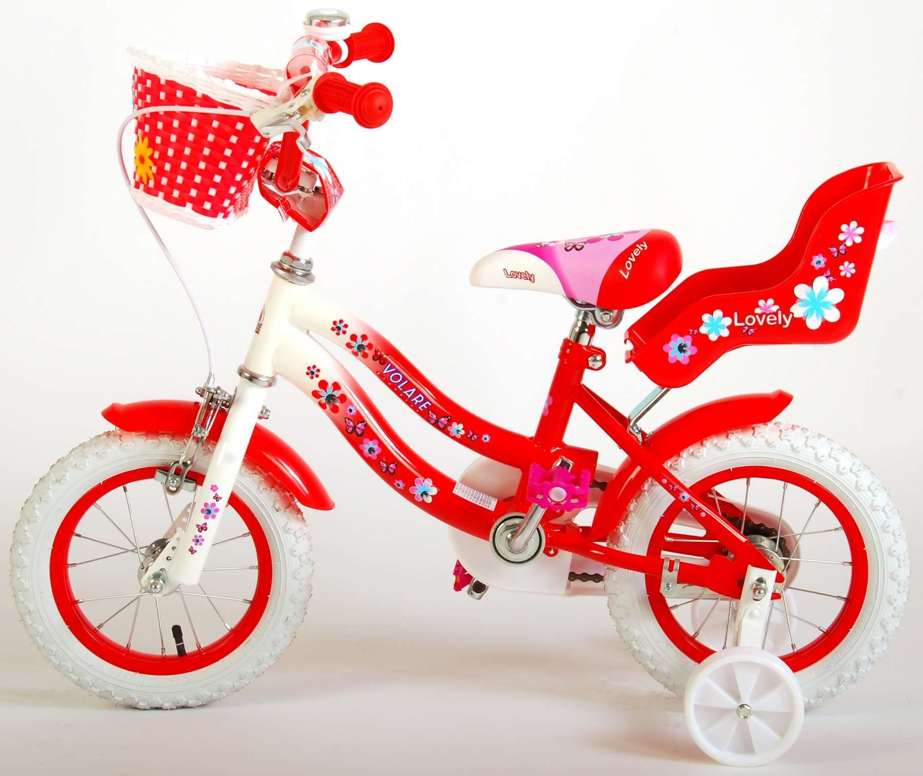 Zoll Kinderfahrrad 12 Mädchen Weiß Puppensitz Fahrrad - / & Fahrradkorb LeNoSa Rot