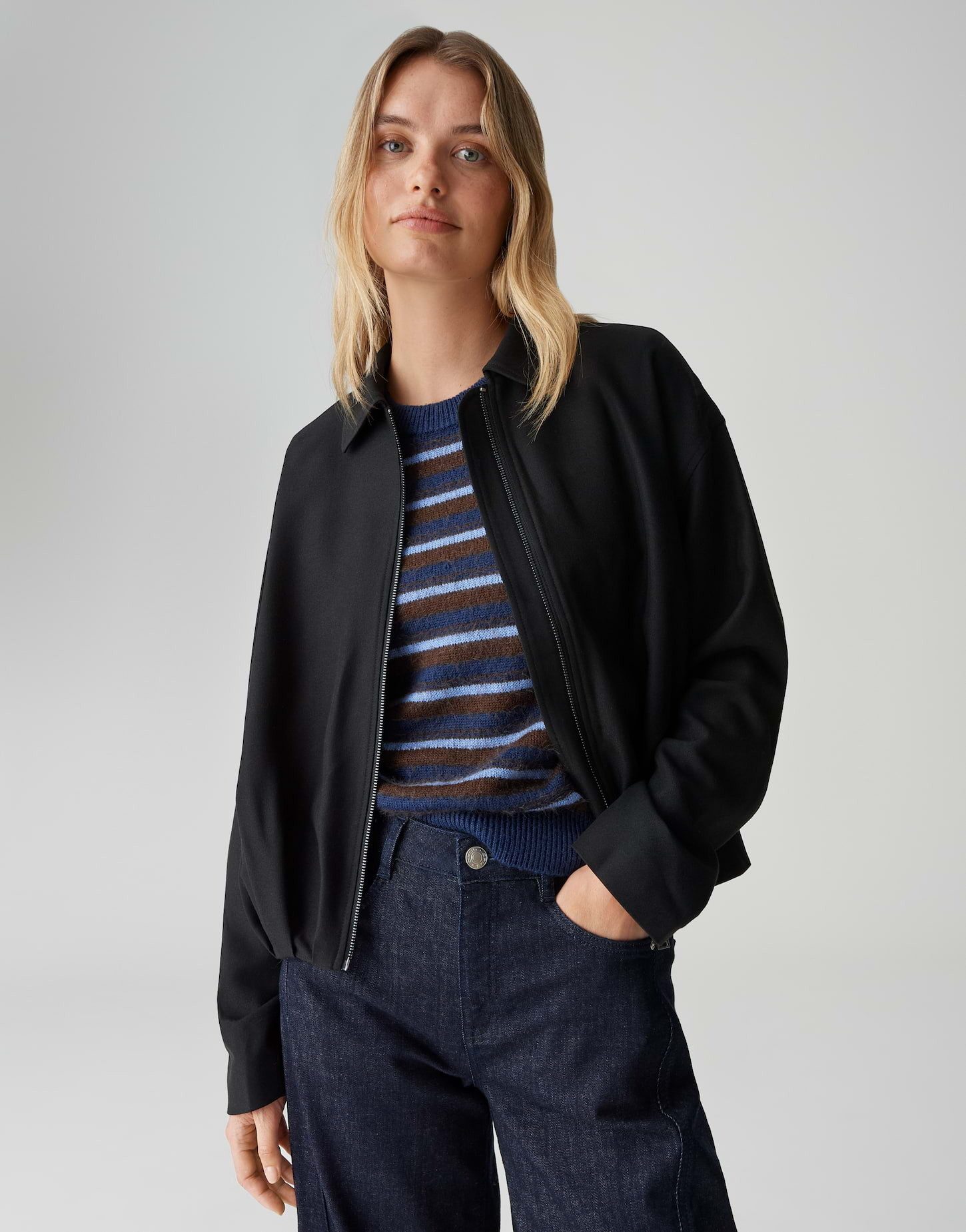 OPUS Jackenblazer JELANI Regular aus feinem Twill lockere Passform, glatter Griff