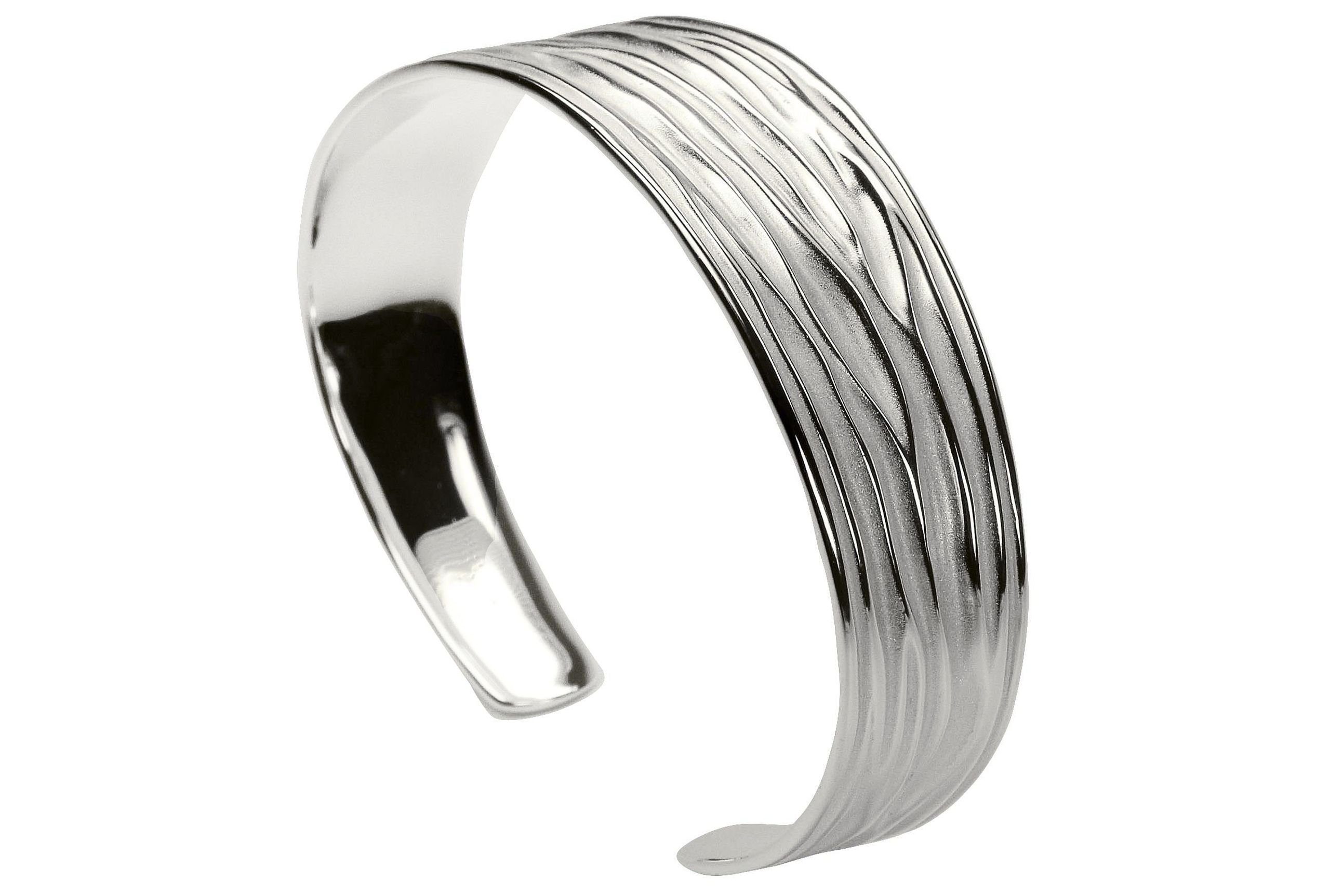SILBERMOOS Armreif Armreif in Wellenstruktur, 925 Sterling Silber