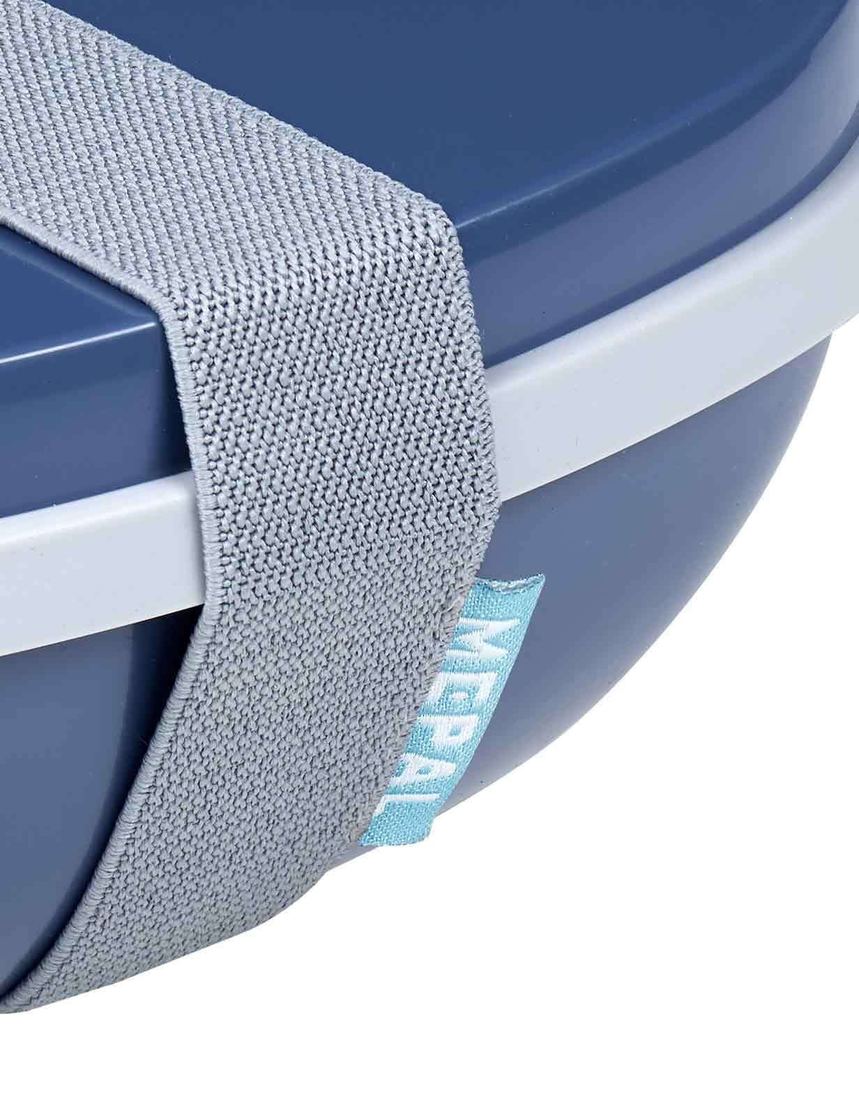 Mepal Lunchbox mit Blue cm, Besteck 17,5 (2-tlg), Ellipse 22,5 Lunchbox Mikrowellenfest Duo Spülmaschinengeeignet, Nordic x Material-Mix,