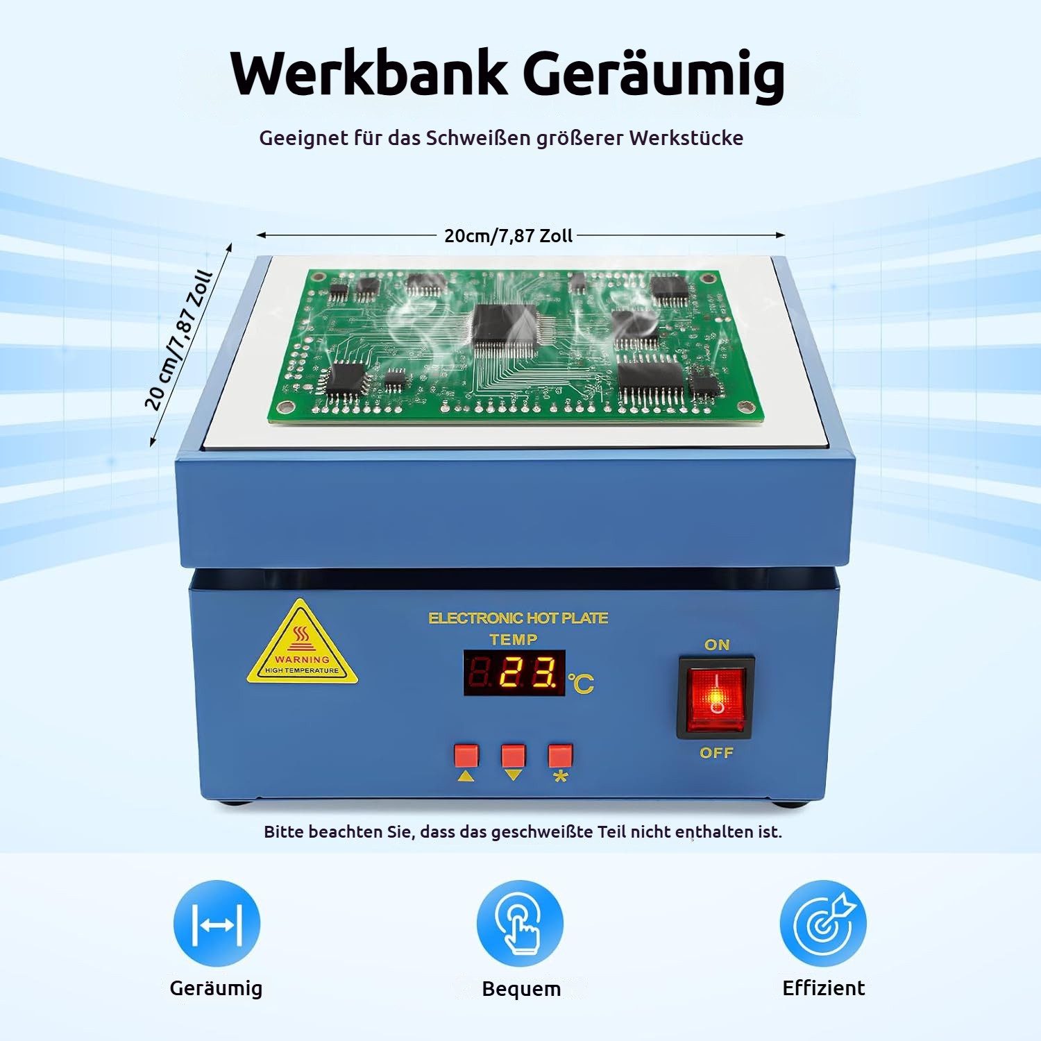 PRIISF Heizgerät Lötstation Heizplatte PCB Heizstation LED-Mikrocomputer-Vorwärmstation, 800 W, 200X200MM Vorwärmung SMD-Umbauarbeiten 50-400℃