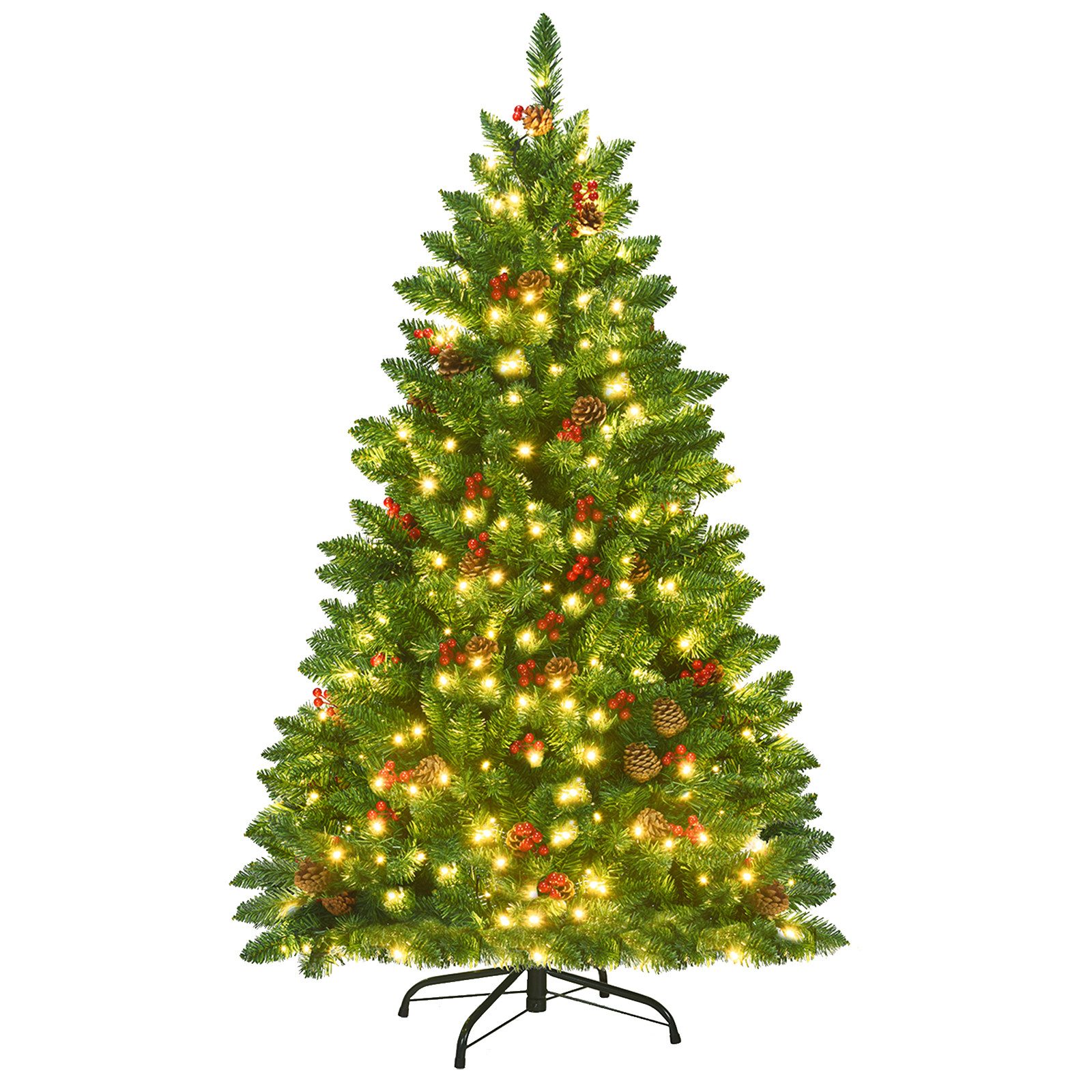 COSTWAY Künstlicher Weihnachtsbaum, mit 300 LEDs, 516 PVC Nadeln, Ständer