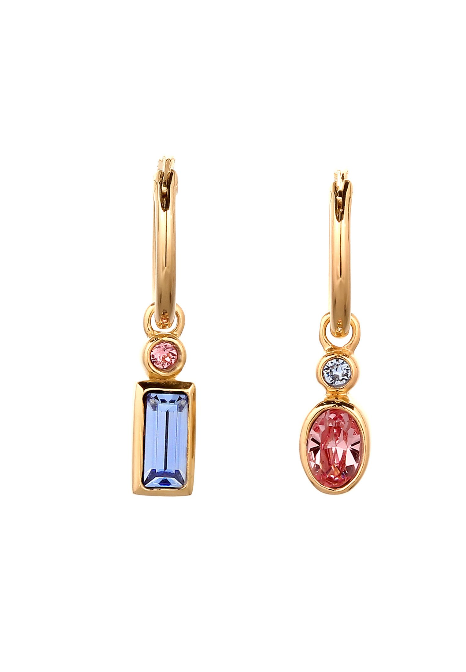 Elli Paar Creolen Creolen Glas Kristalle Rosa 925 Sterling Silber vergoldet günstig online kaufen