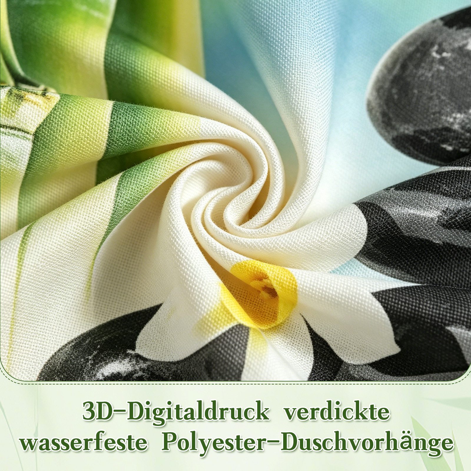 M&W DAS DESIGN Duschvorhang Anti Schimmel Waschbar Mit Gewicht Grün Badewanne Dusche Badezimmer Breite 120 cm – Bild 3 von 5