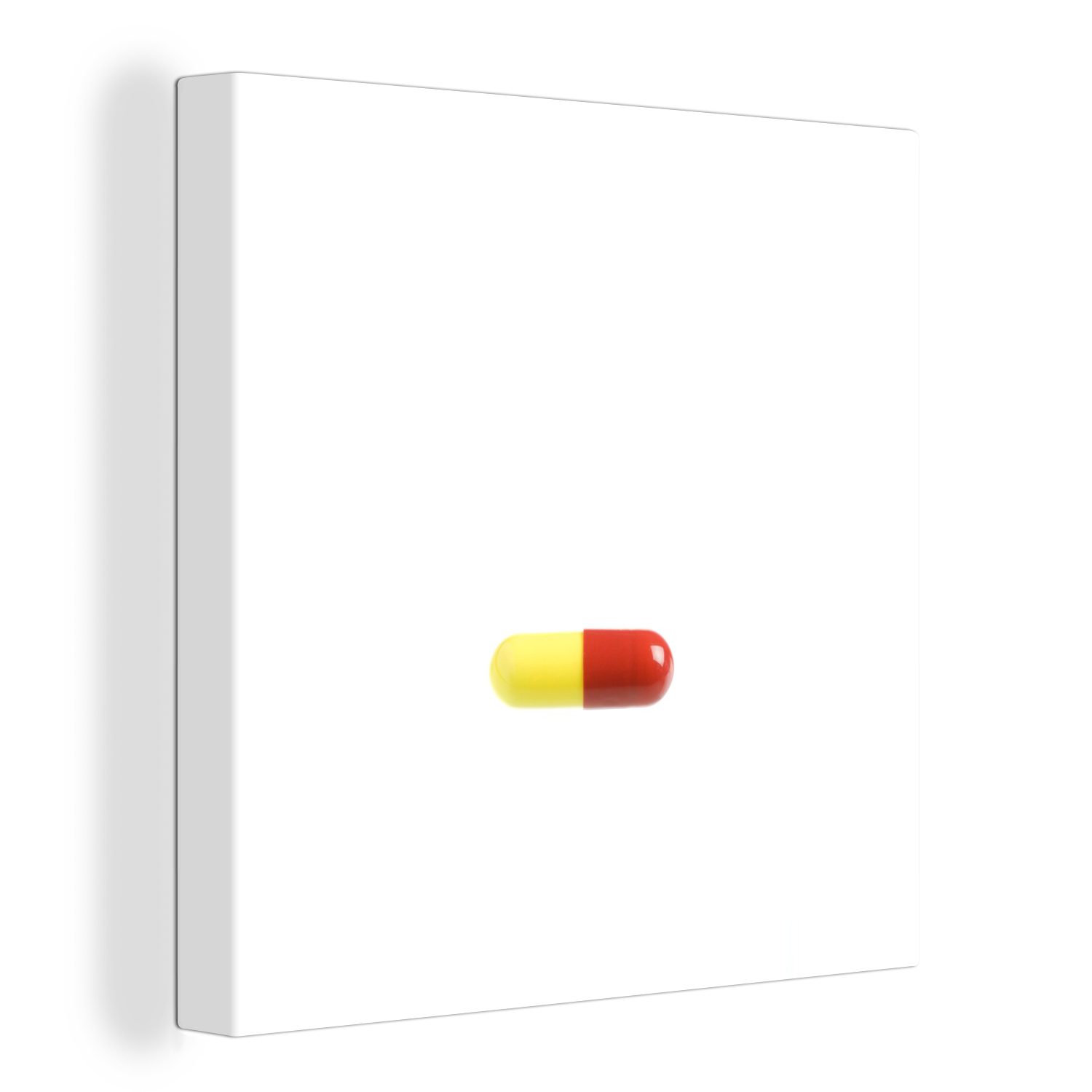 OneMillionCanvasses® Leinwandbild Eine gelbe und eine rote Pille, (1 St), Leinwand Bilder für Wohnzimmer Schlafzimmer