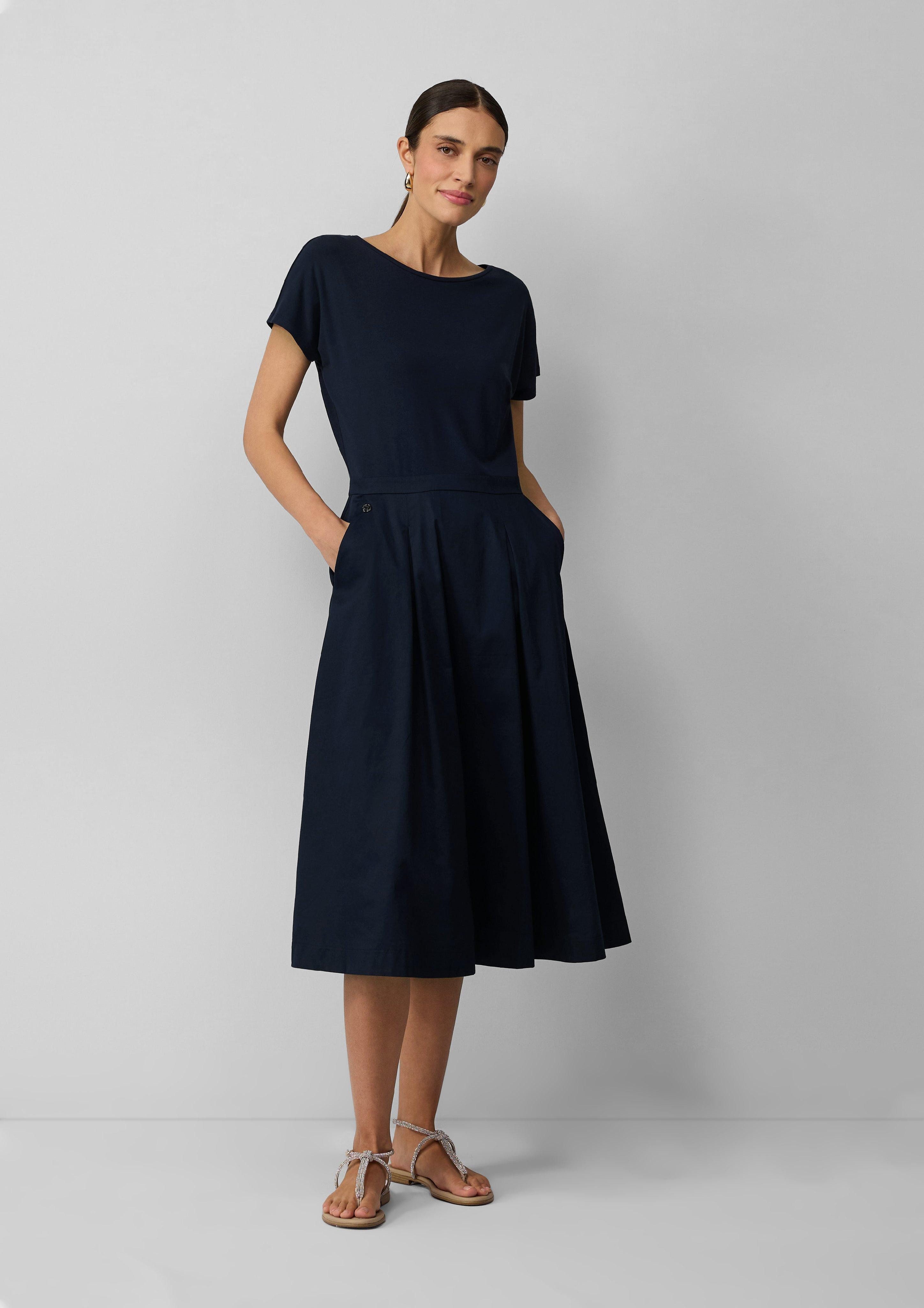 Minikleid Midikleid im Fabricmix mit Eingrifftaschen