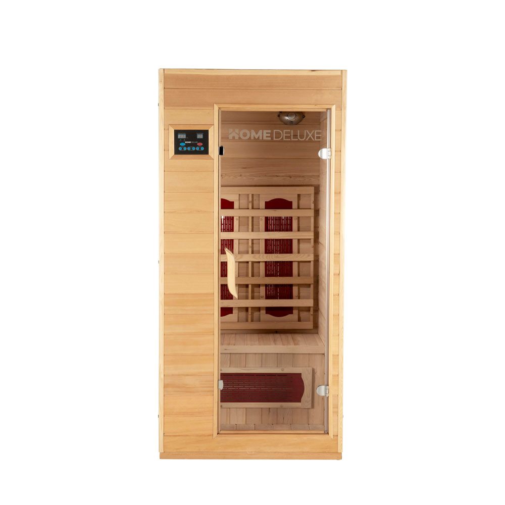 HOME DELUXE Infrarotkabine REDSUN - S, BxTxH: 90 x 90 x 190 cm, 50 mm, für 1 Person, 4 Hochleistungs-Infrarotstrahler, Infrarotsauna