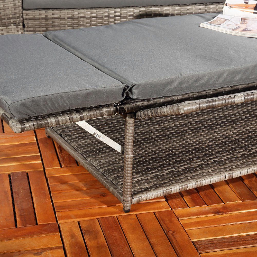 Mucola Gartenlounge-Set Polyrattan Gartensofa Lounge Sofa Gartenmöbel Gartensofa Sitzgarnitur, (Set, 2-tlg., Sofa & Ottomane), Kissen inkl. Reißverschluss, daher abnehm- und waschbar