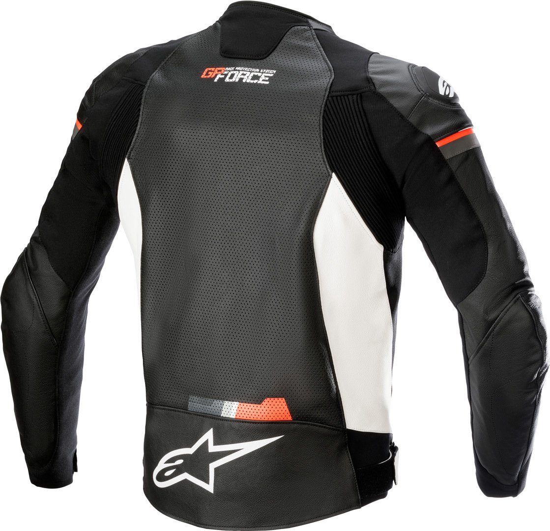 Force Lederjacke Alpinestars Black/White/Red Motorrad GP Motorradjacke Airflow