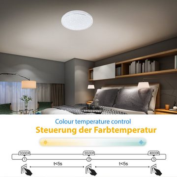 Briloner Leuchten LED-Sternenhimmel 3374-116, Sternenhimmel, CCT Farbtemperatursteuerung, LED fest verbaut, Kaltweiß, Neutralweiß, Tageslichtweiß, Warmweiß, Deckenlampe, 28x8,3cm, Weiß, 12W, Wohnzimmer, Schlafzimmer, Küche