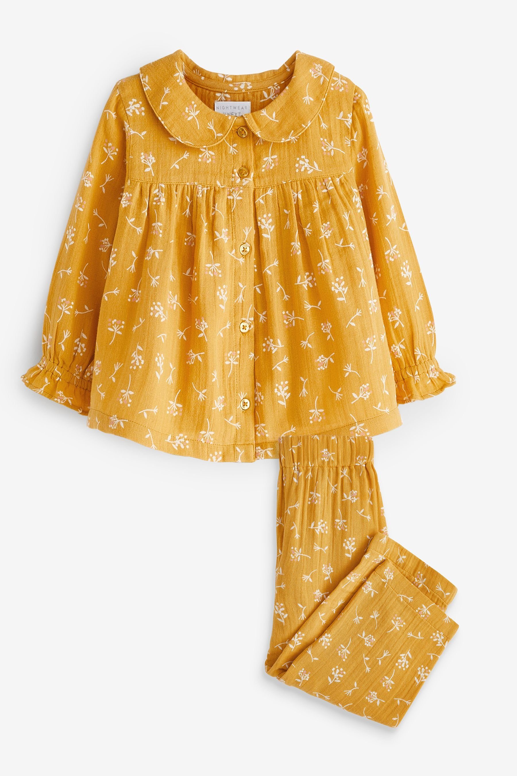 Floral mit Knopfleiste Next Pyjama (2 tlg) Yellow Pyjama